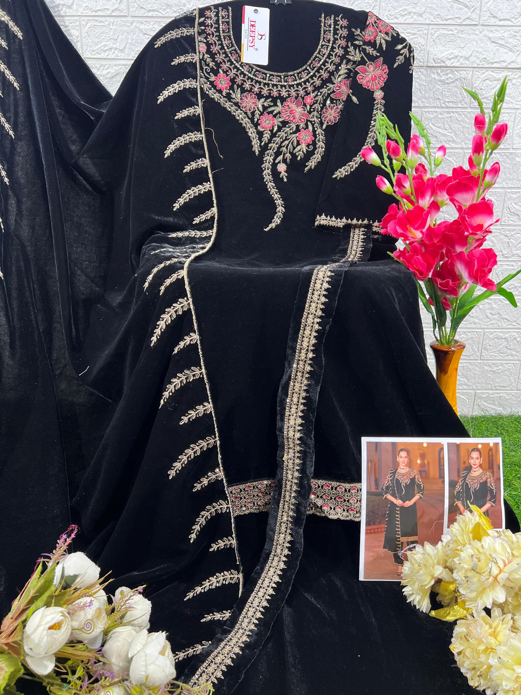 DEEPSY SUITS 32218 A MARIA B VELVET 24 PAKISTANI SALWAR SUITS 