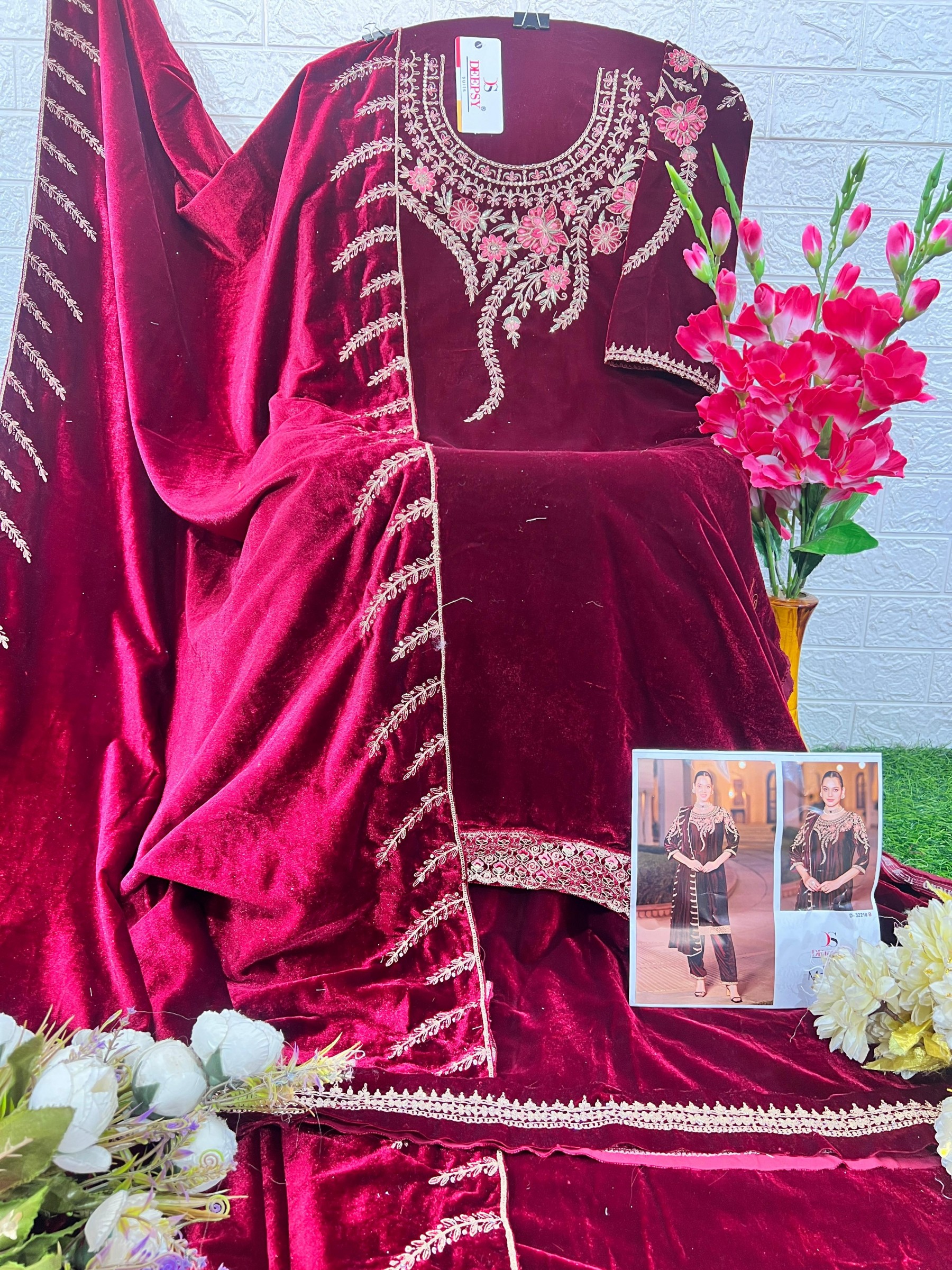 DEEPSY SUITS 32218 B MARIA B VELVET 24 PAKISTANI SALWAR SUITS BUY ONLINE