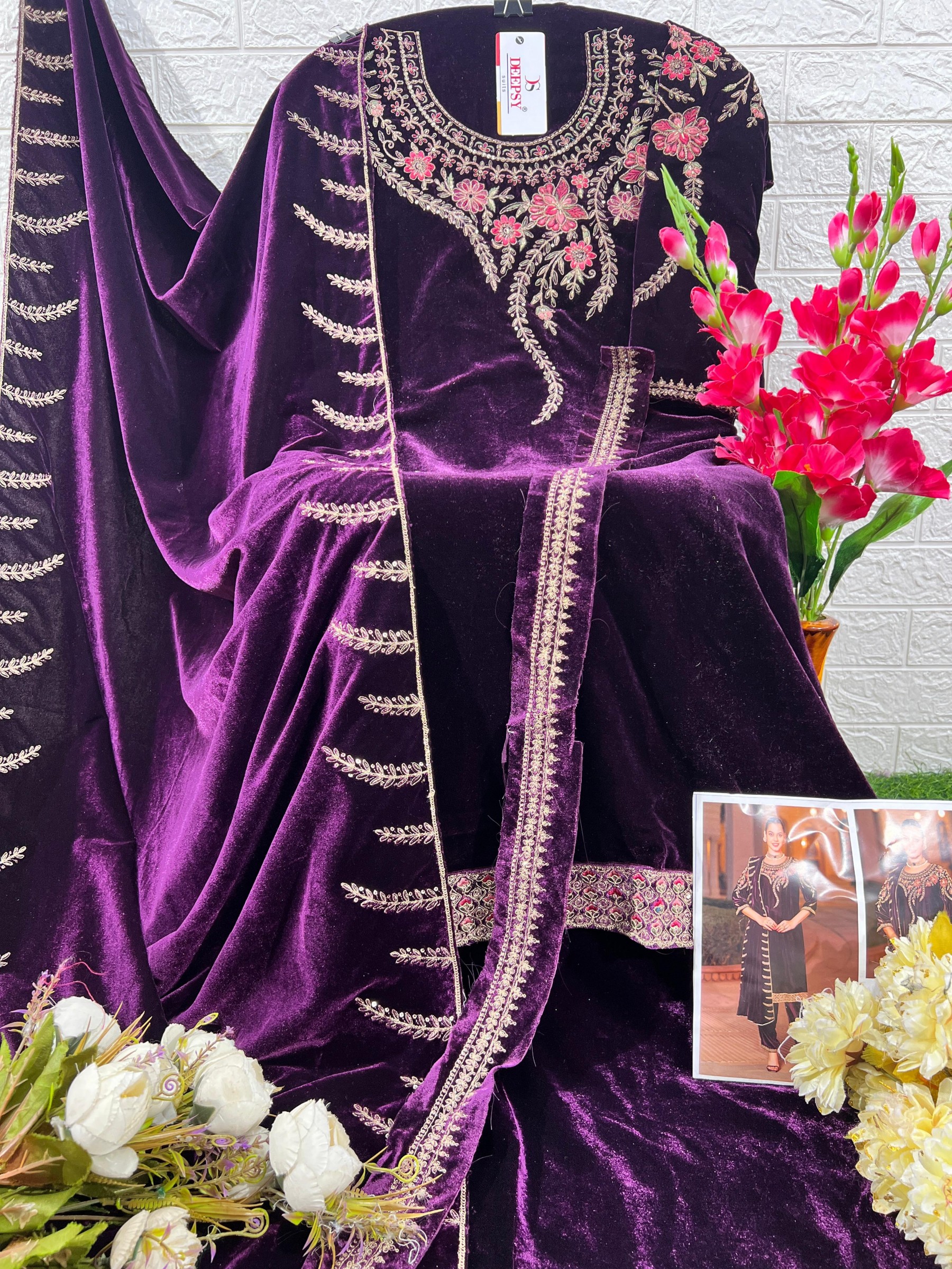 DEEPSY SUITS 32218 D MARIA B VELVET 24 PAKISTANI SALWAR SUITS IN SURAT