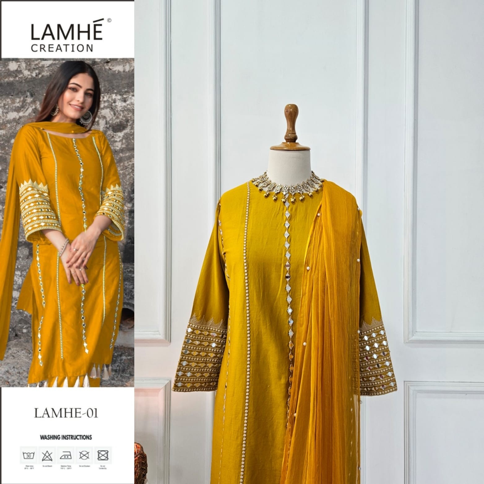 LAMHE CREATION 01 PAKISTANI SUITS MIRROR WORK
