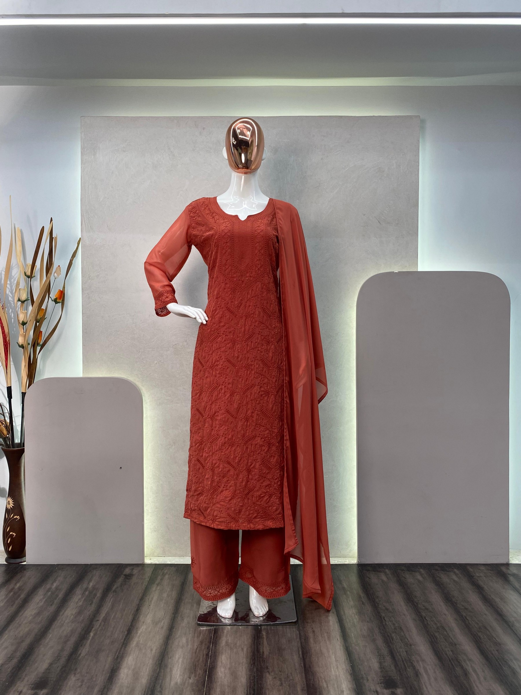 BE 254 READYMADE PAKISTANI SUITS COTTON THREAD 