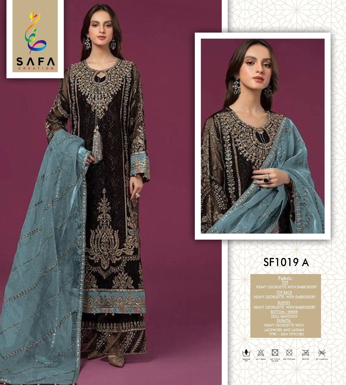 SAFA CREATION SF 1019 A  TO 1019 D PAKISTANI SUITS SINGLE PIECE 