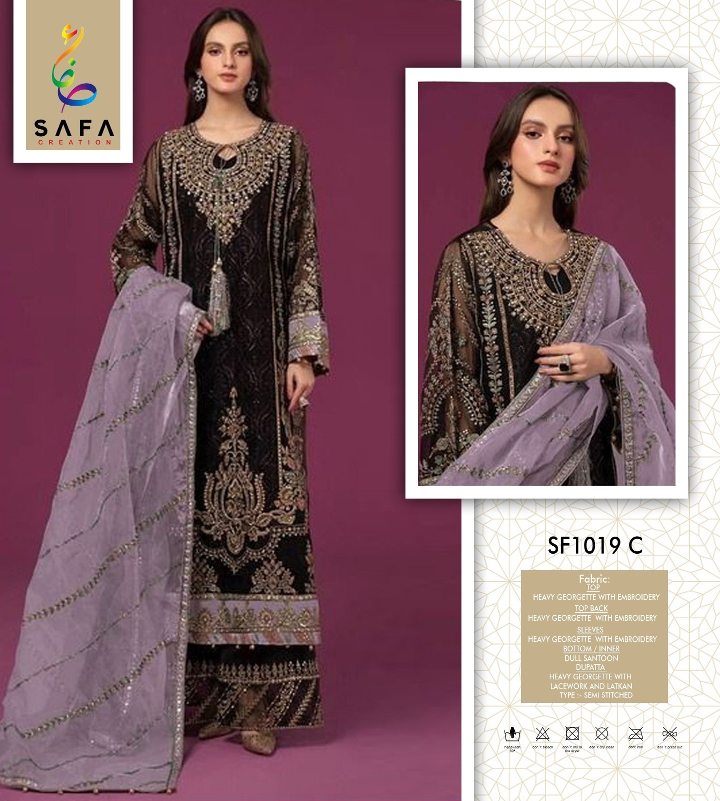 SAFA CREATION SF 1019 A  TO 1019 D PAKISTANI SUITS SINGLE PIECE 