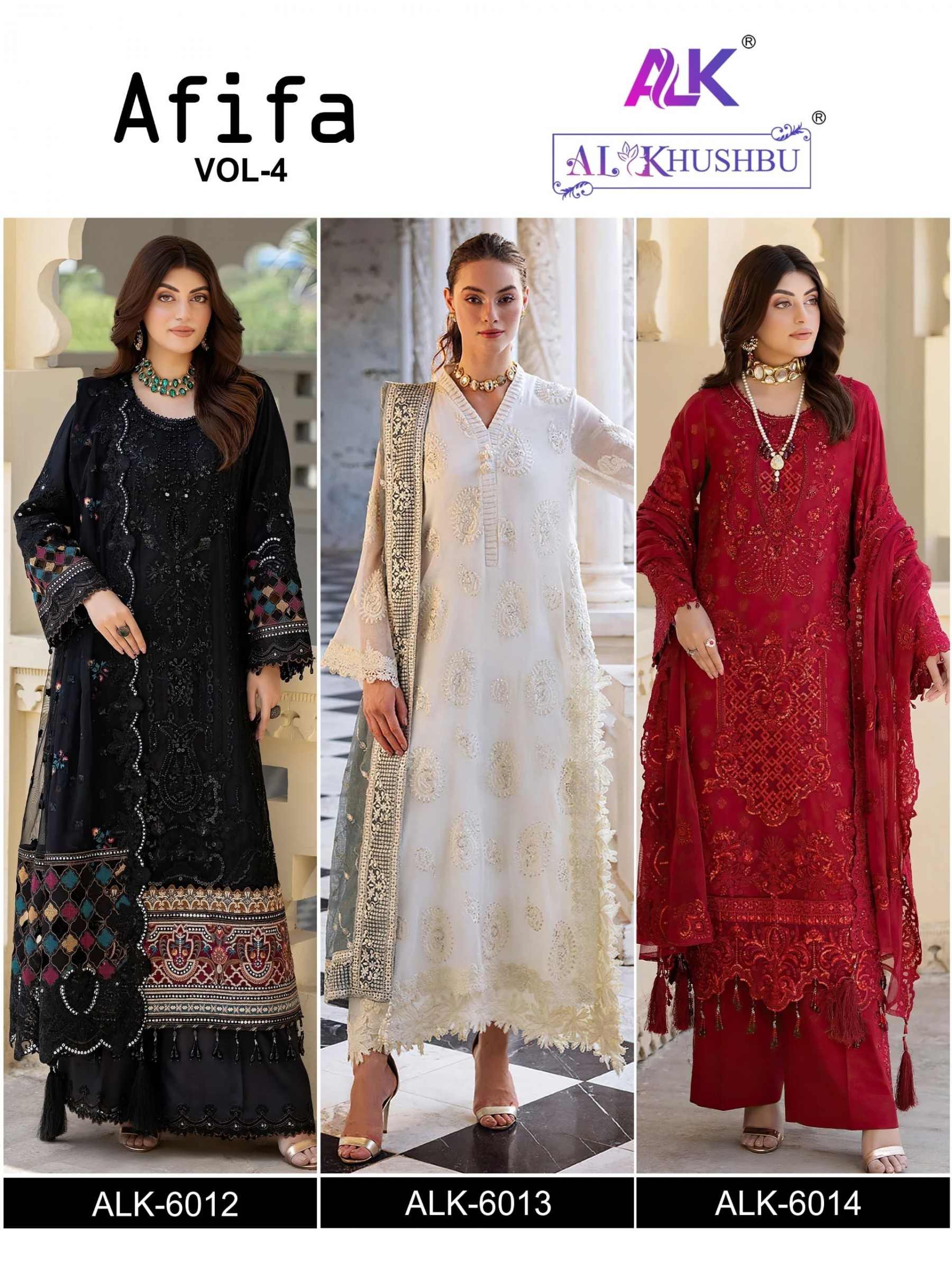 AL KHUSHBU ALK 6014 AFIFA VOL 4 PAKISTANI SUITS DEALER SURAT