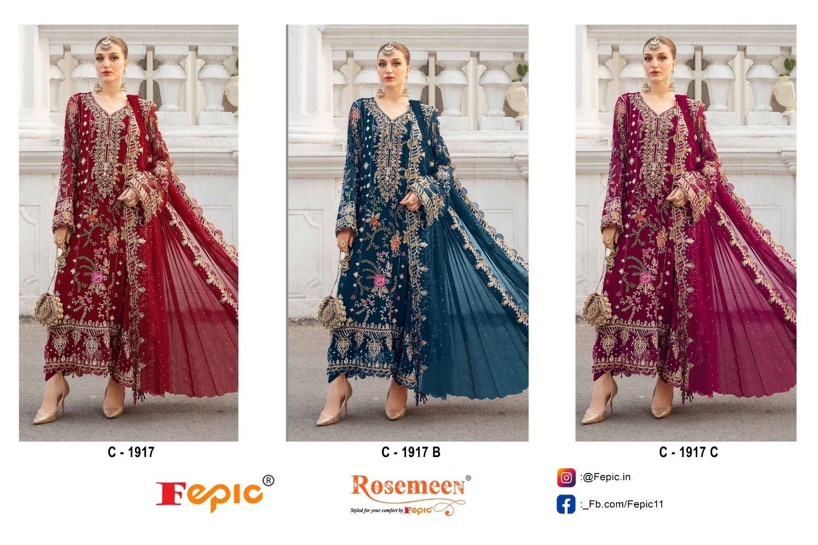FEPIC ROSEMEEN 1917 PAKISTANI SALWAR SUITS WHOLESALE