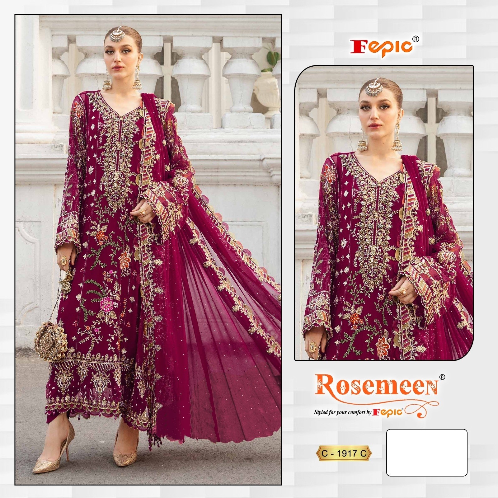 FEPIC ROSEMEEN 1917 C PAKISTANI SALWAR SUITS WHOLESALE SINGLE