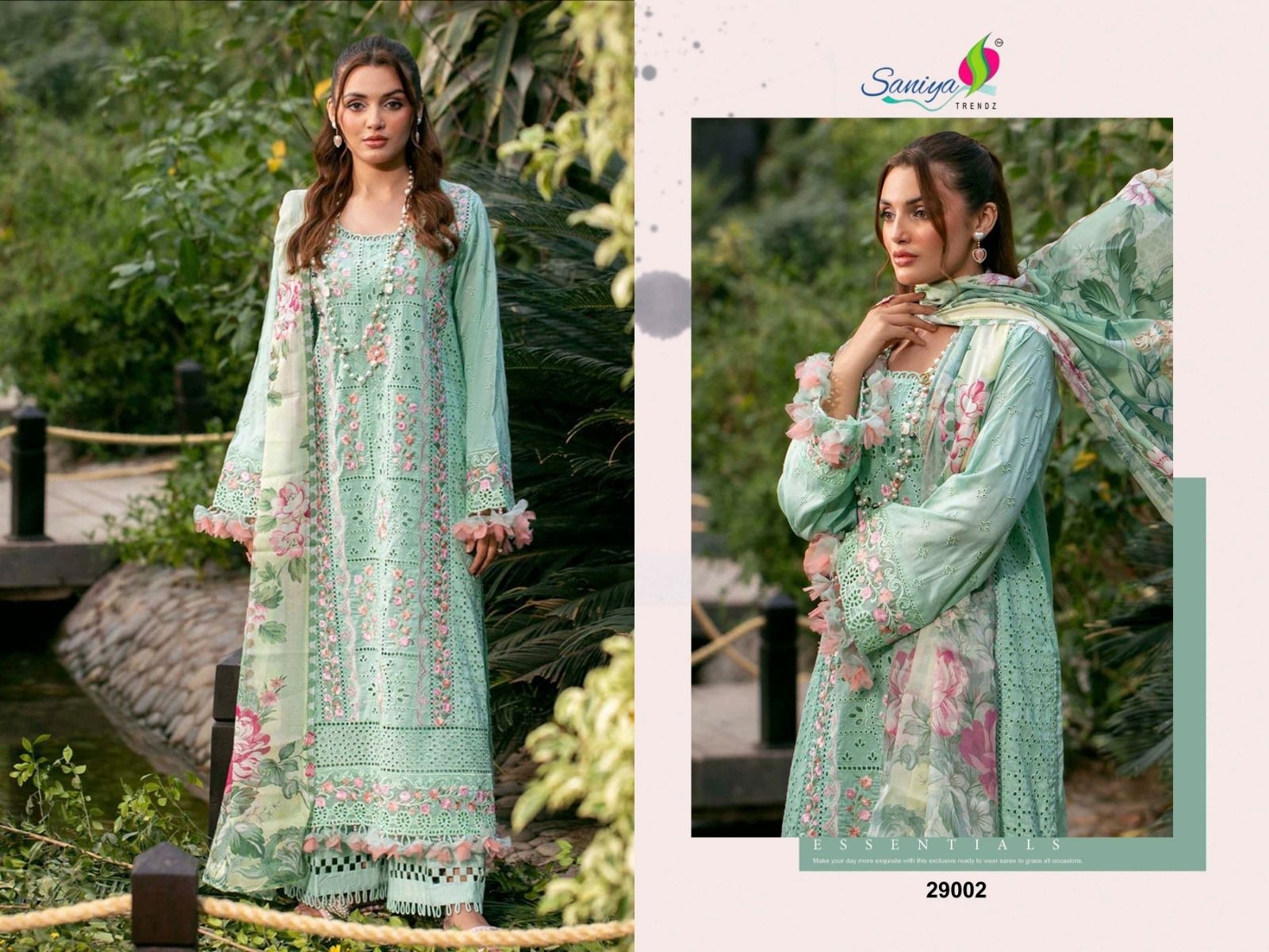 SANIYA TRENDZ 29002 ADAN LIBAS CHIKANKARI 29 PAKISTANI SALWAR SUITS DUPATTA MASLIN