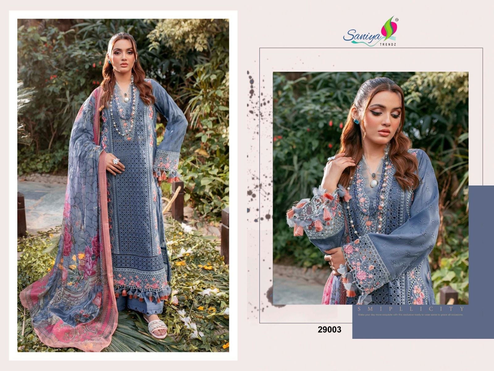 SANIYA TRENDZ 29003 ADAN LIBAS CHIKANKARI 29 PAKISTANI SALWAR SUITS WITH PRICE