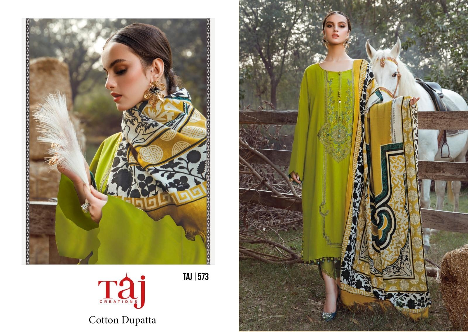 TAJ CREATIONS TAJ 573 PAKISTANI SUITS RAYON GREEN