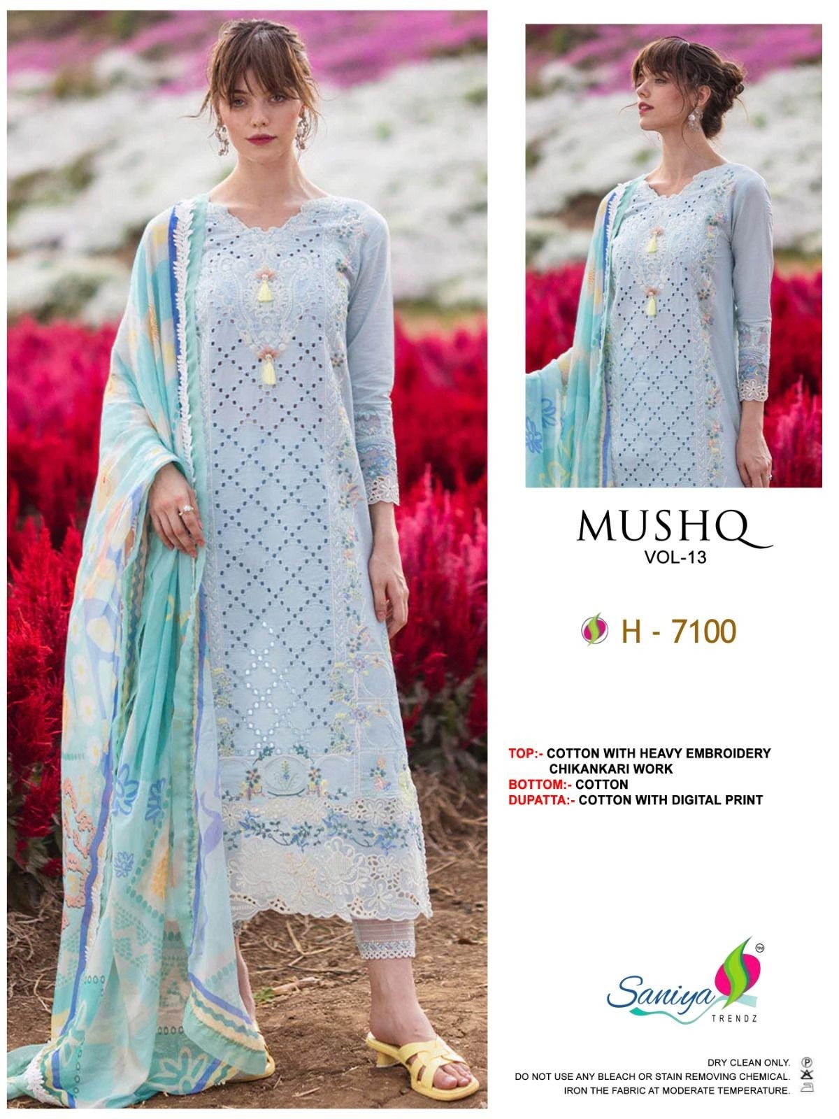 SANIYA TRENDZ 7100 MUSHQ VOL 13 LATEST PAKISTANI SUITS ONLINE SHOPPING