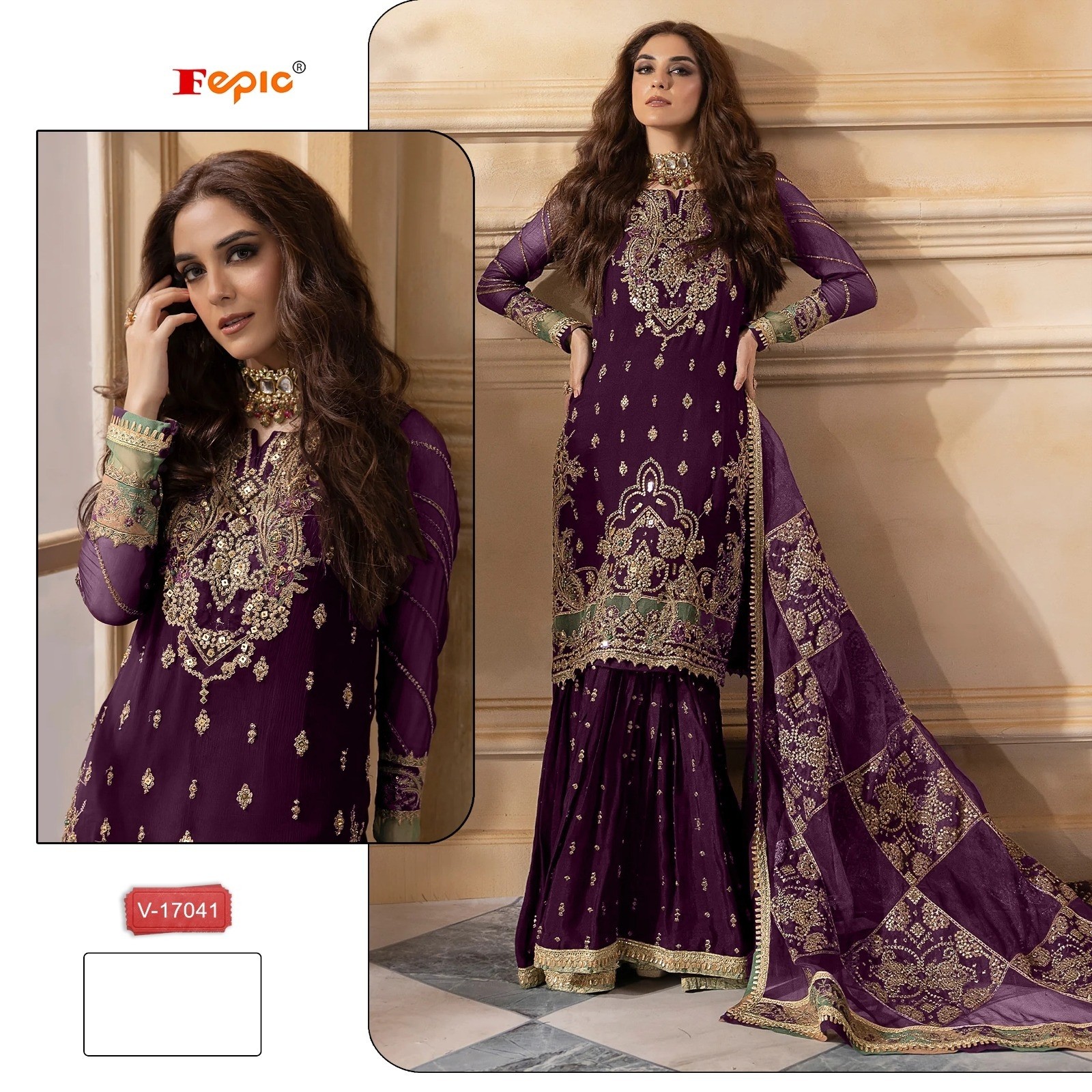 FEPIC V 17041 A PAKISTANI SUITS VELVET EMBROIDERED