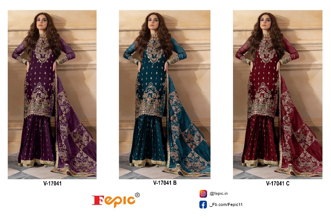 FEPIC V 17041 A PAKISTANI SUITS VELVET EMBROIDERED