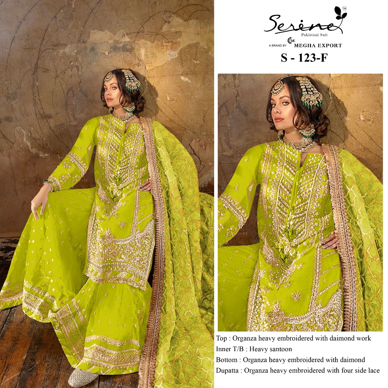 SERINE S 123 F LATEST PAKISTANI DRESS GREEN