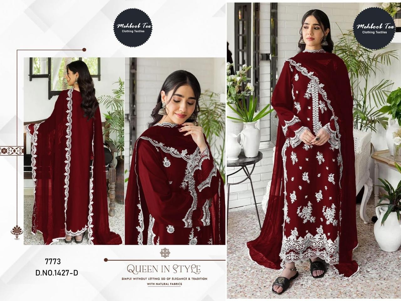 MEHBOOB TEX 1427 D PAKISTANI NEW SUITS RED