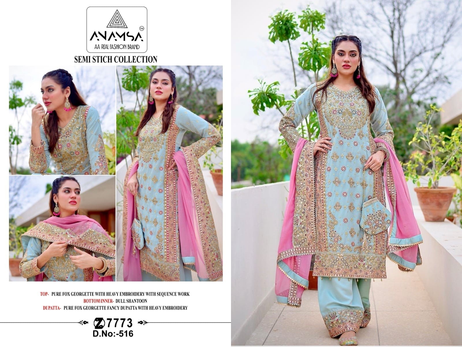 ANAMSA 516 PAKISTANI DRESSES DEALER SINGLE