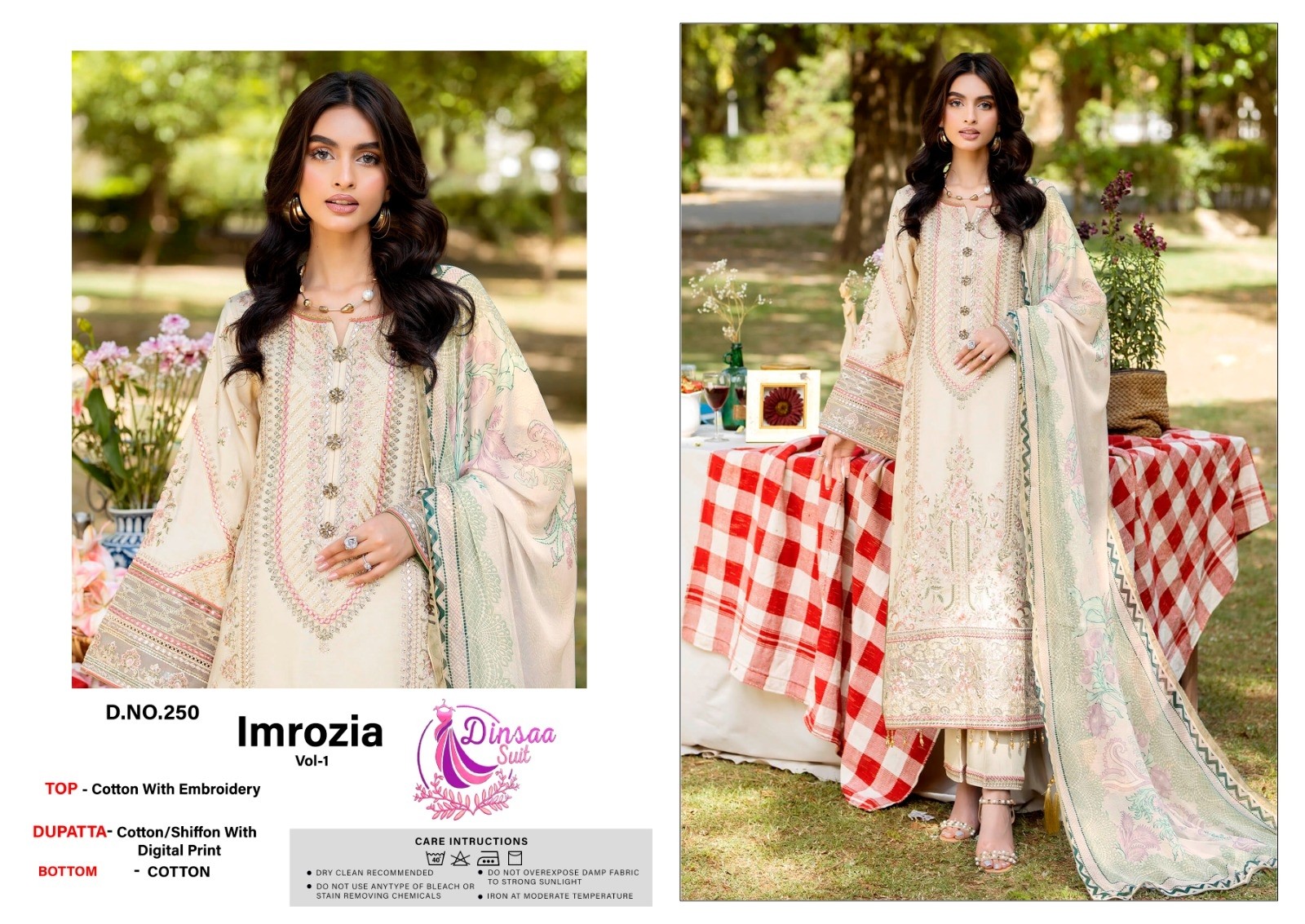 DINSAA SUIT D 250 IMROZIA VOL 1 PAKISTANI SALWAR SUITS SINGLE AVAILABLE