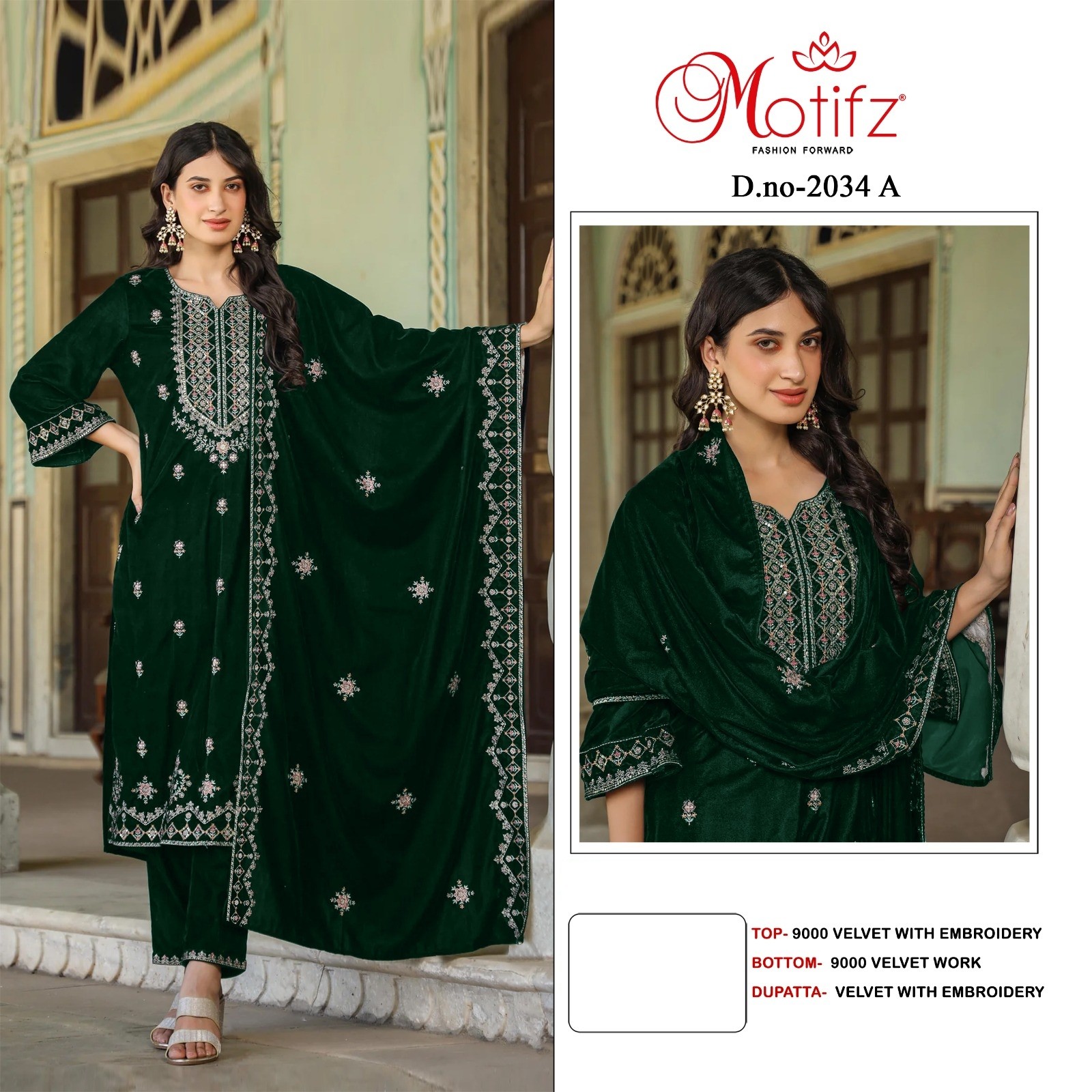 MOTIFZ 2034 A VELVET PAKISTANI SALWAR SUITS ONLINE SHOPPING