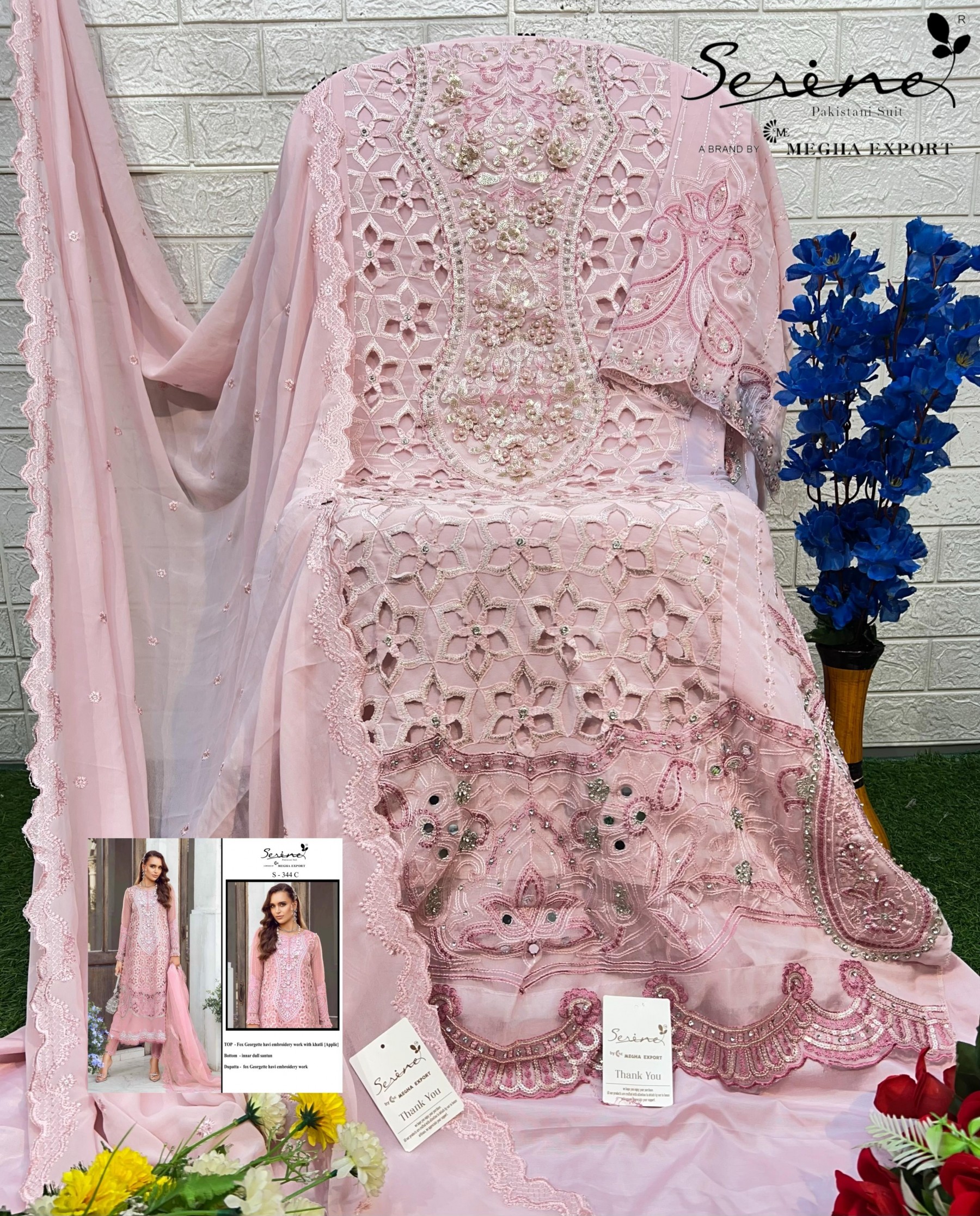 SERINE S 344 C PAKISTANI SALWAR SUITS LATEST HANDWORK SURAT