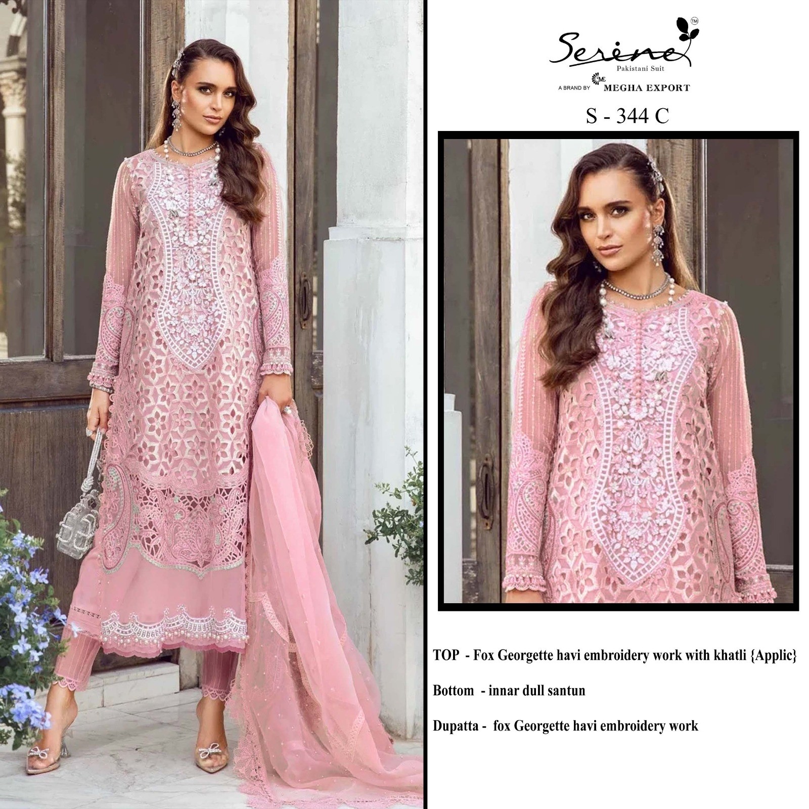 SERINE S 344 C PAKISTANI SALWAR SUITS LATEST HANDWORK SURAT