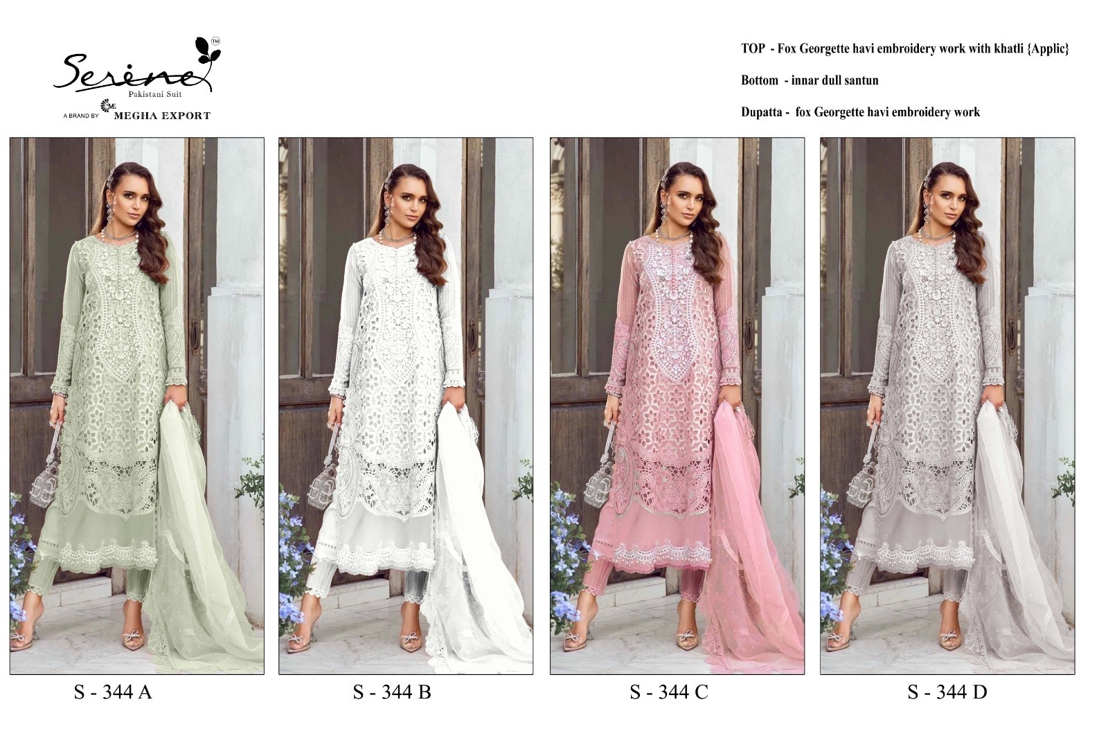SERINE S 344 D PAKISTANI SALWAR SUITS LATEST HANDWORK INDIA