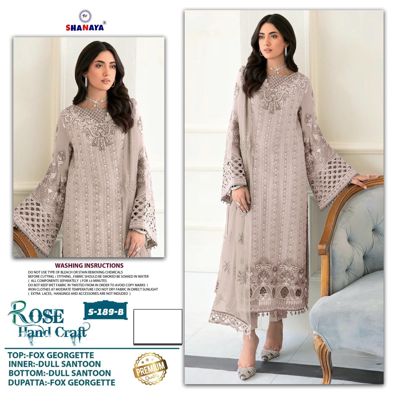 SHANAYA ROSE HAND CRAFT 189 PAKISTANI SUITS WHOLESALE BY SINGLE