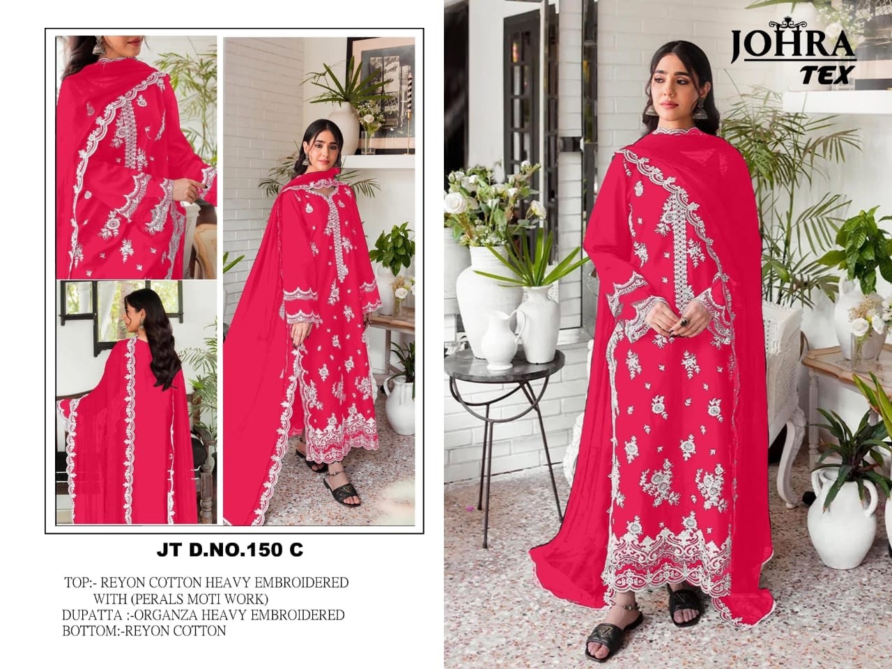 JOHRA TEX JT 150 C PAKISTANI SALWAR SUITS REYON COTTON 