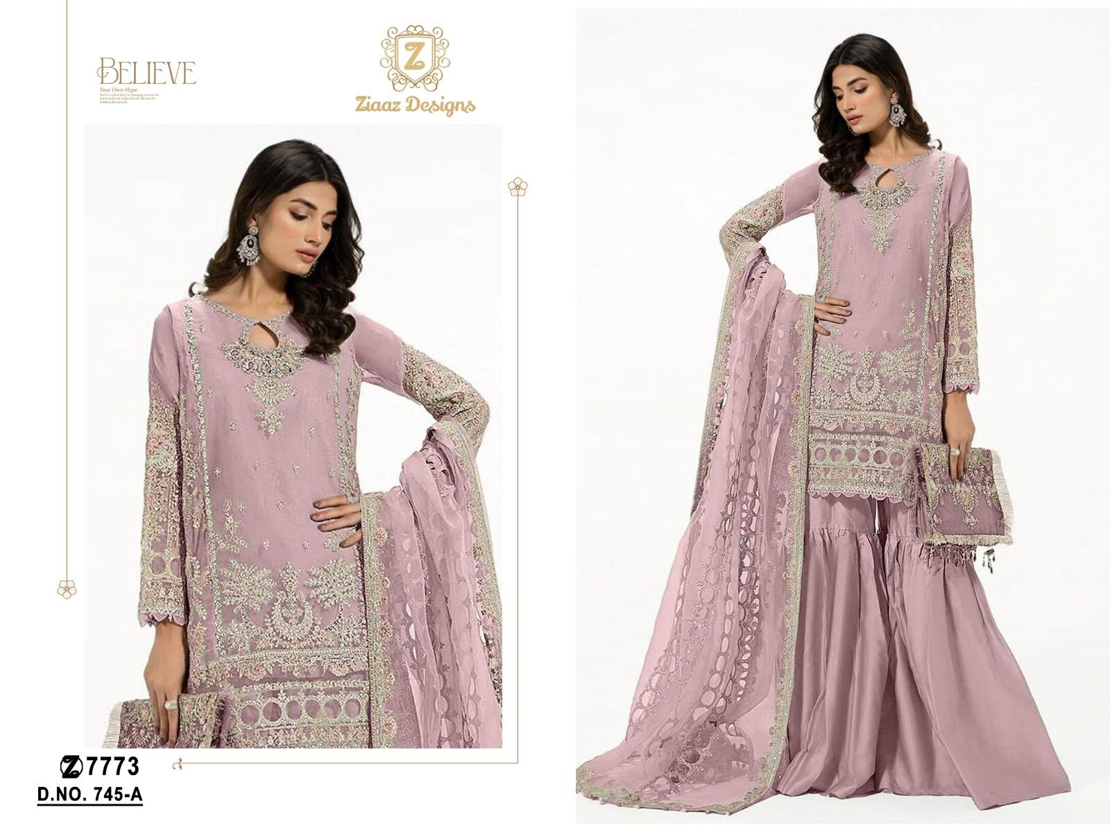 ZIAAZ DESIGNS 745 A PARTYWEAR PAKISTANI SALWAR SUITS