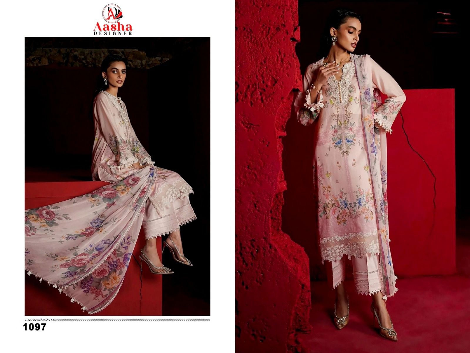 AASHA DESIGNER 1096 1097 SANA SAFINAZ MUZLIN COLLECTION VOL 3 PAKISTANI COTTON SUITS