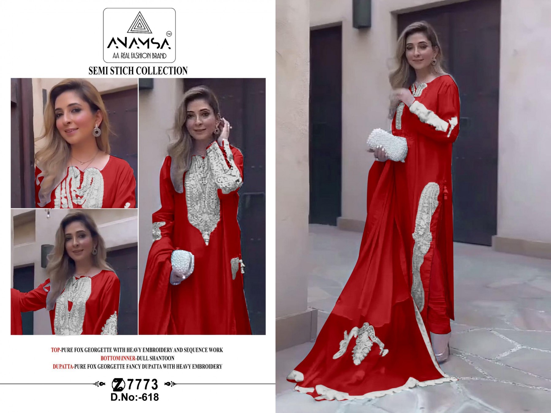 ANAMSA 618 PAKISTANI SUITS HIT DESIGNS 