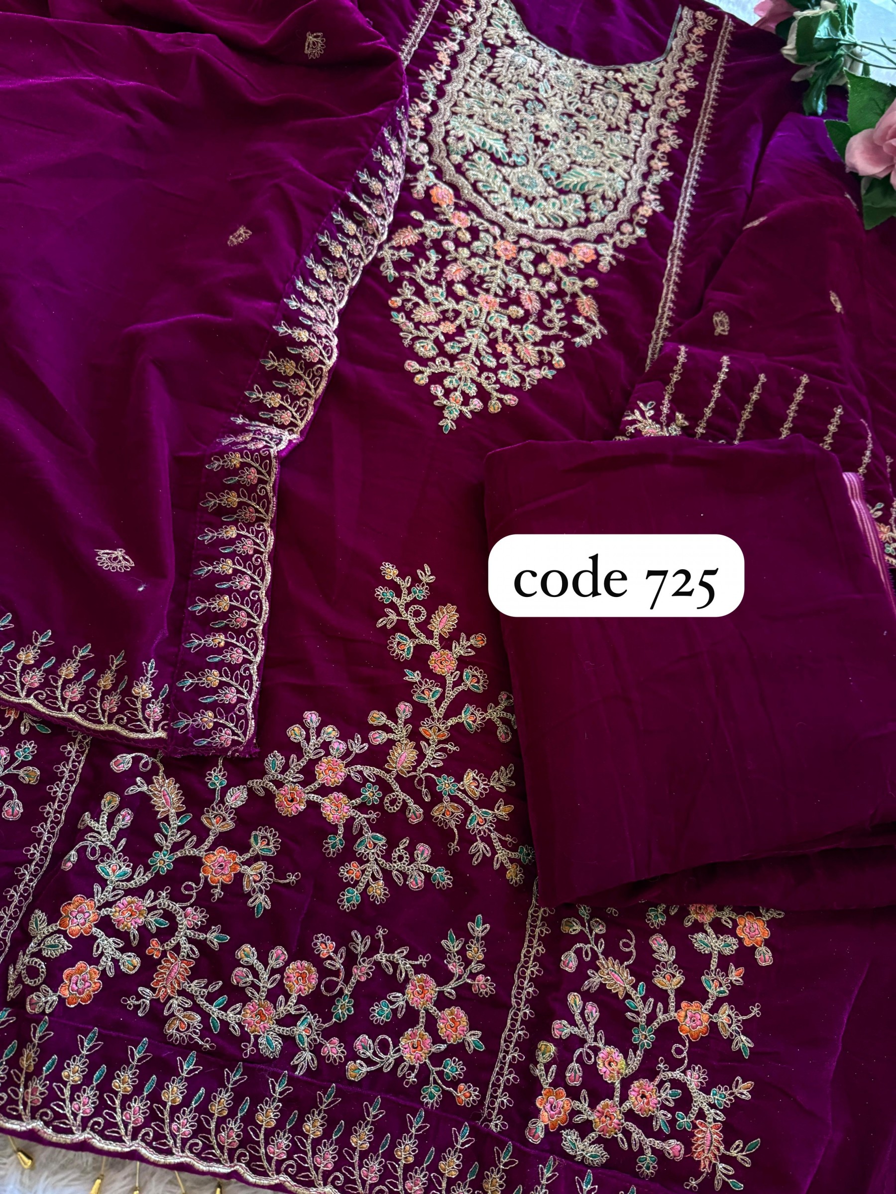 ZIAAZ DESIGNS 725 B VELVETS SALWAR SUITS DARKPINK