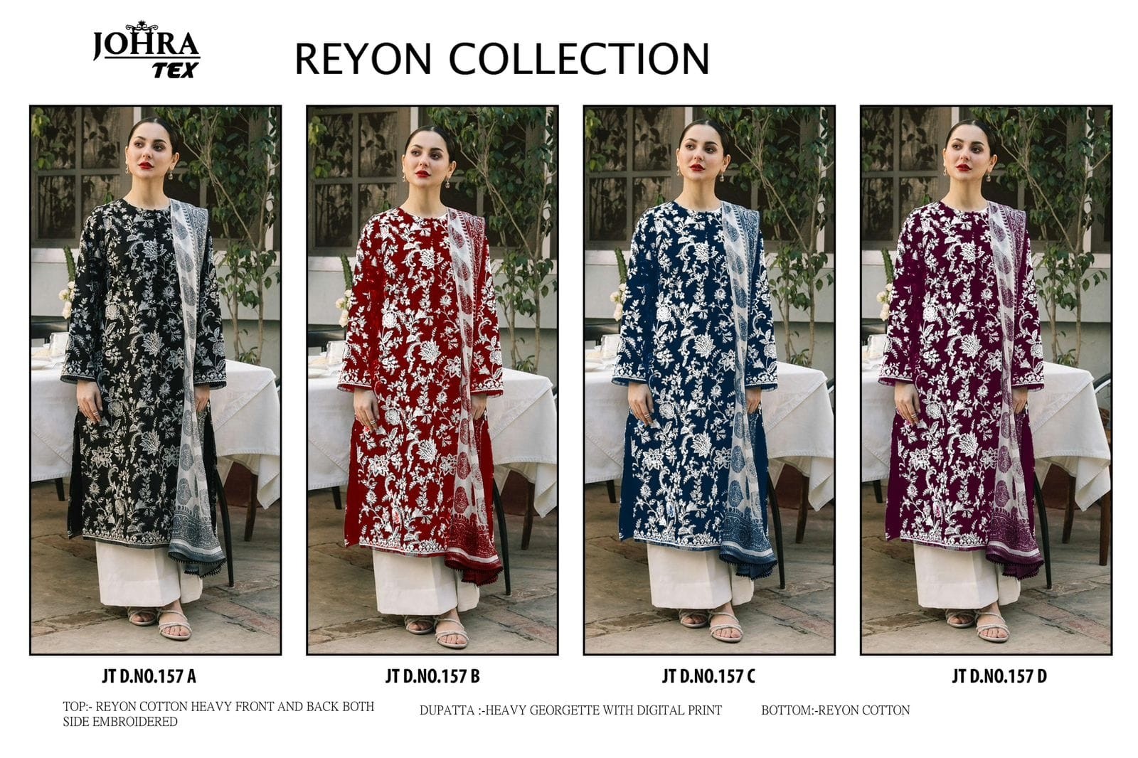 JOHRA TEX 157 A TO 157 D REYON COLLECTION SUITS SINGLE