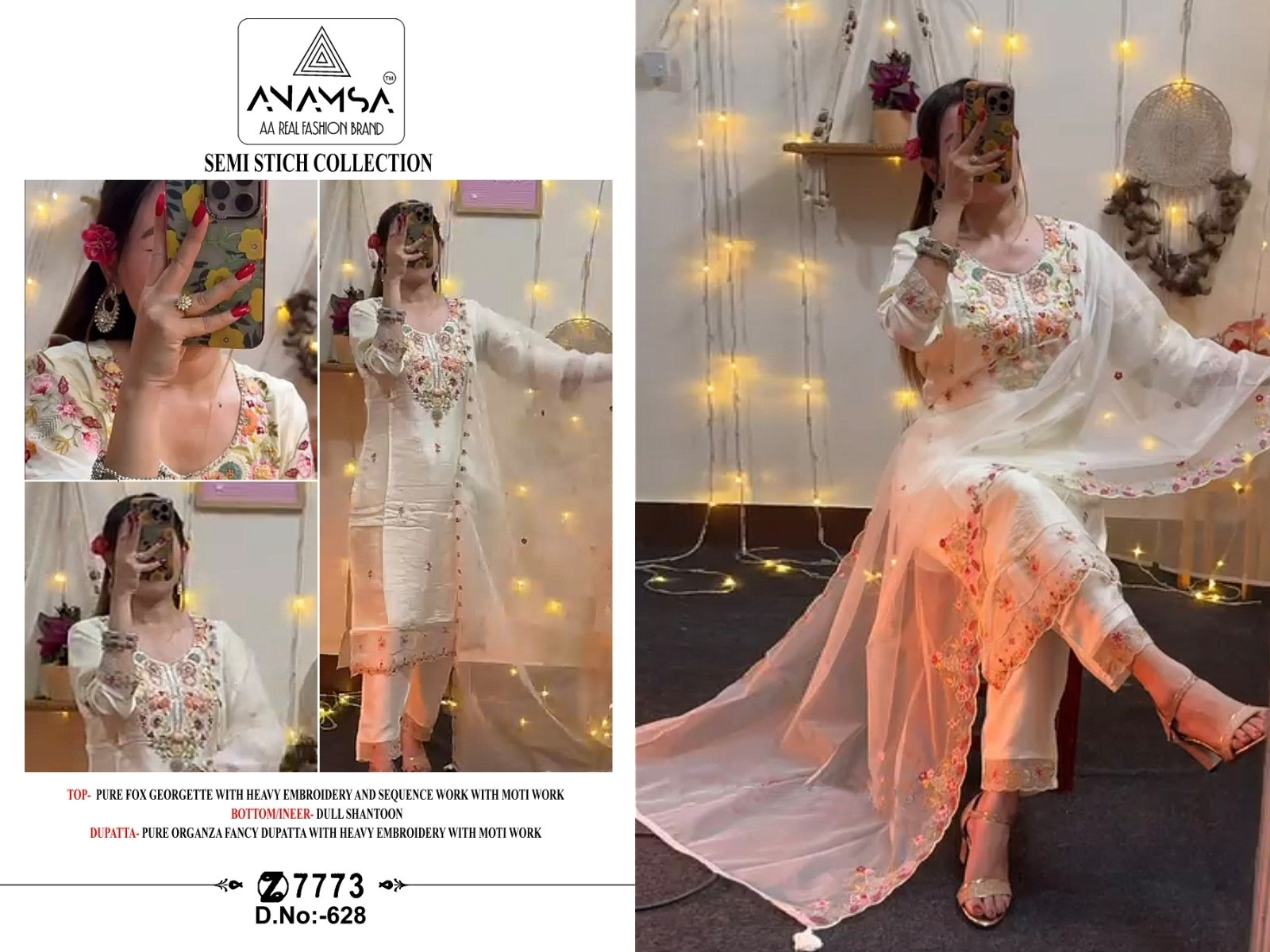 ANAMSA 628 PAKISTANI SUITS NEW COLLECTION