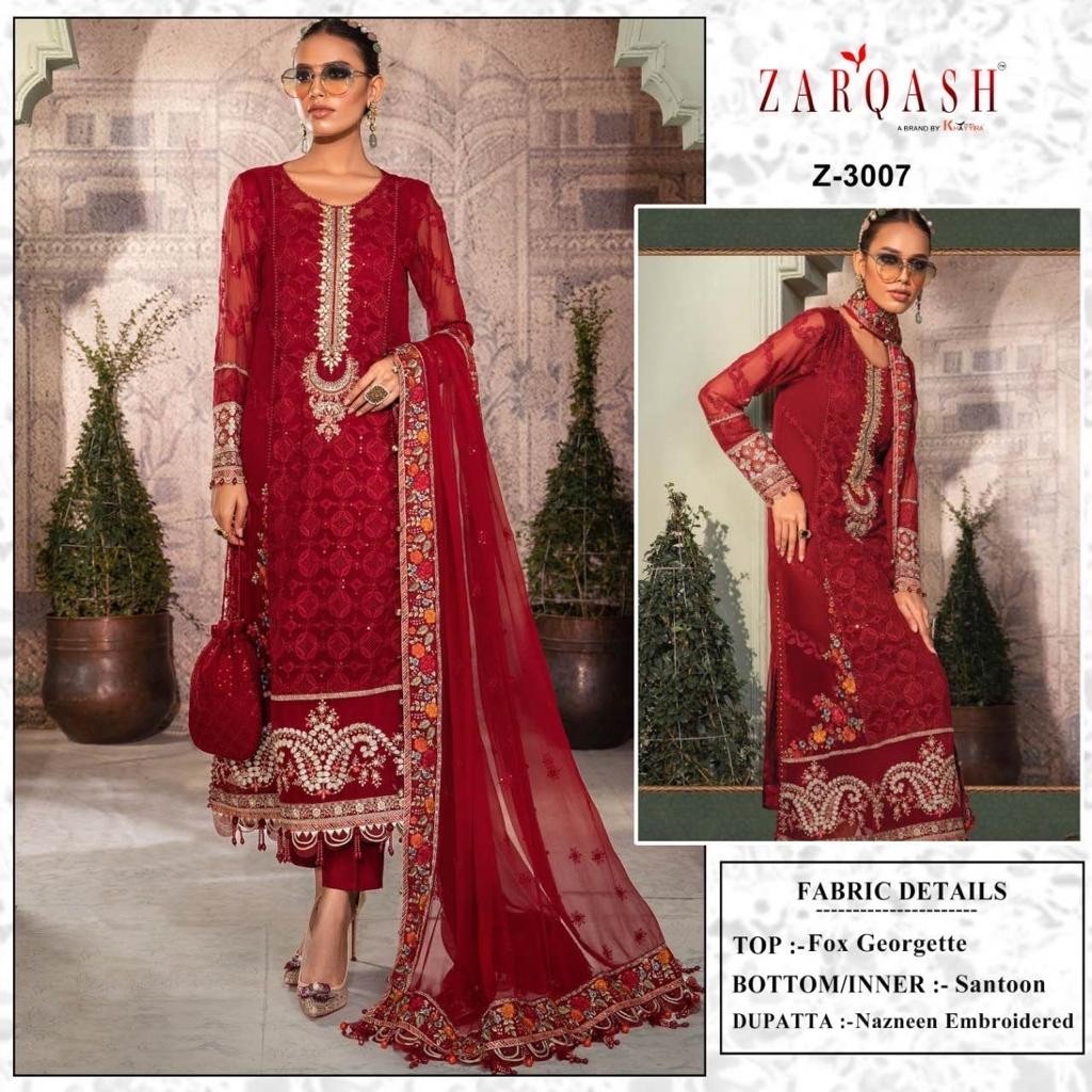 ZARQASH Z 3007 WHOLESALE PAKISTANI SUITS SINGLE PIECE