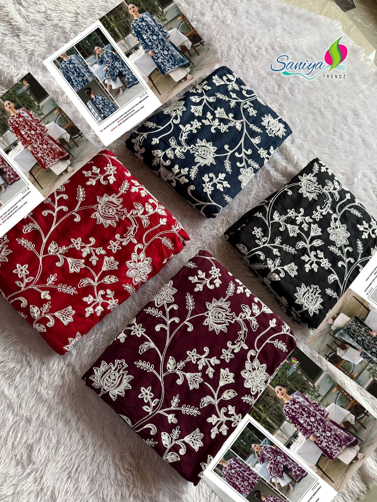SANIYA TRENDZ 7117 B DEALER PAKISTANI SUITS RIYON COTTON