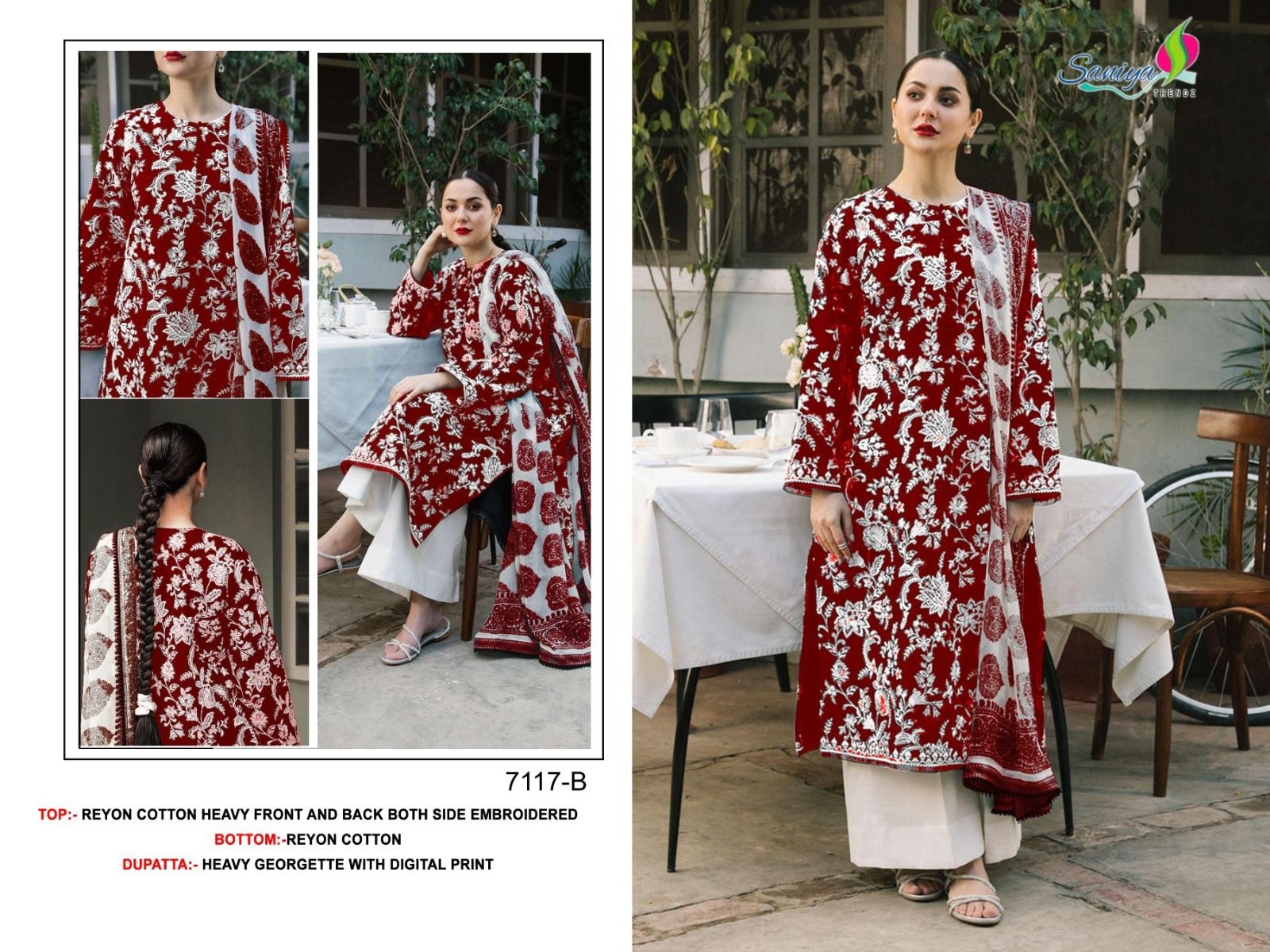 SANIYA TRENDZ 7117 B DEALER PAKISTANI SUITS RIYON COTTON