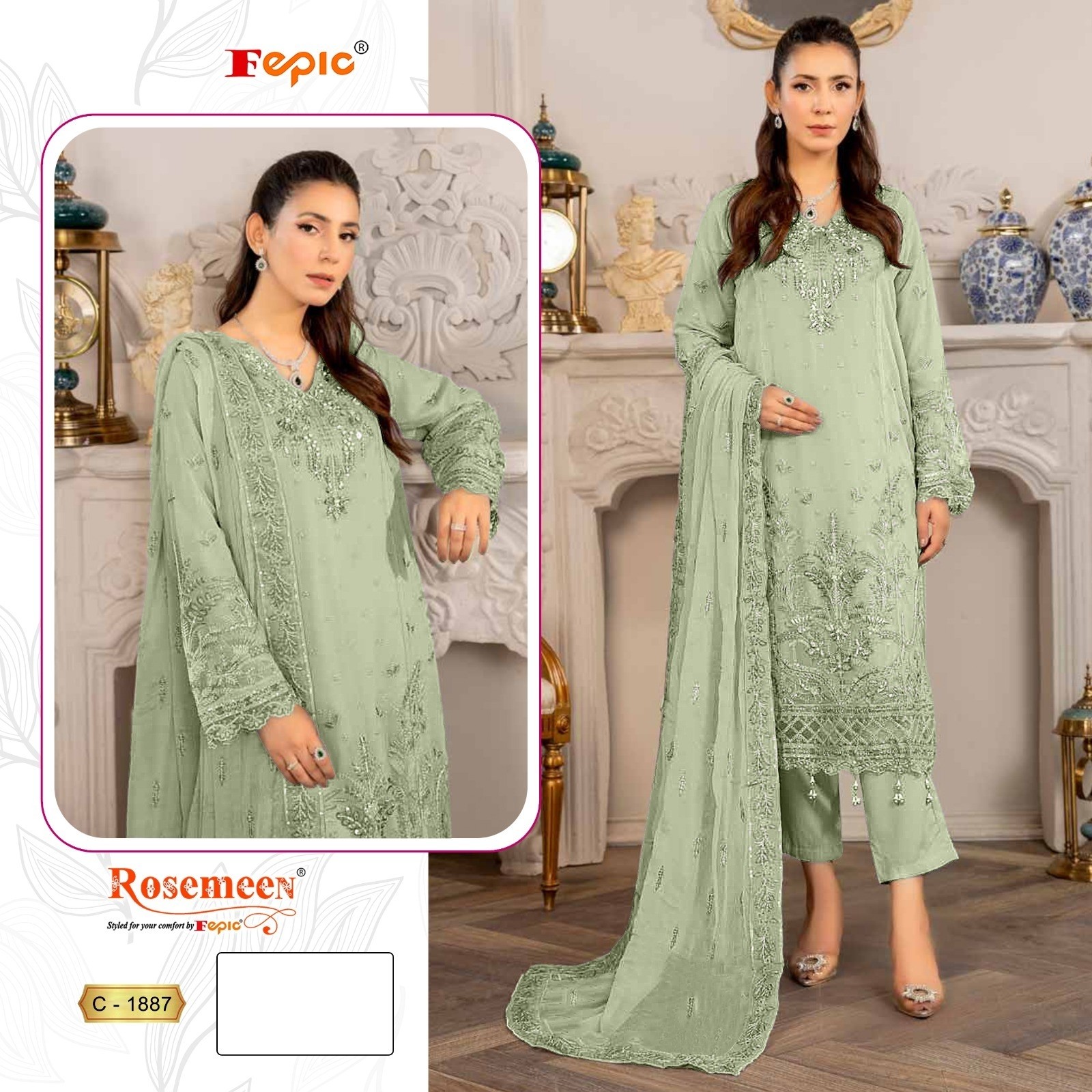 FEPIC ROSEMEEN 1887 PAKISTANI ORGANZA SUITS 