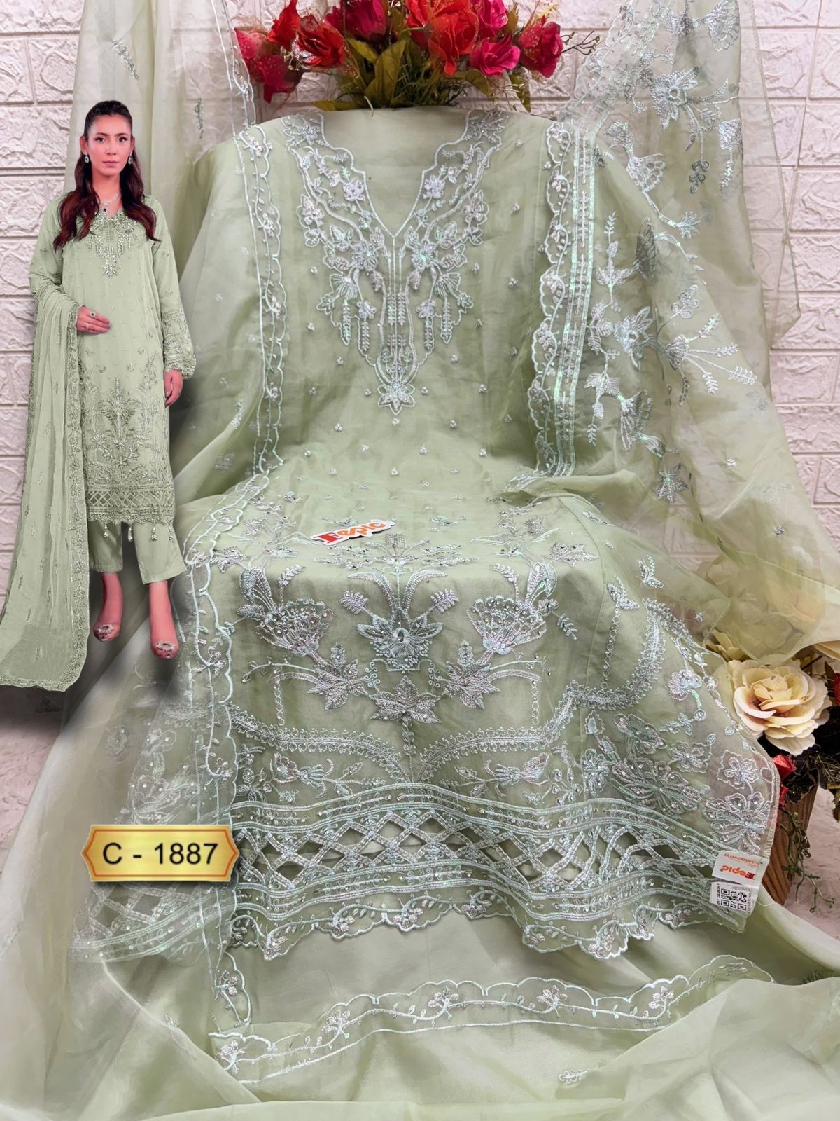 FEPIC ROSEMEEN 1887 PAKISTANI ORGANZA SUITS 