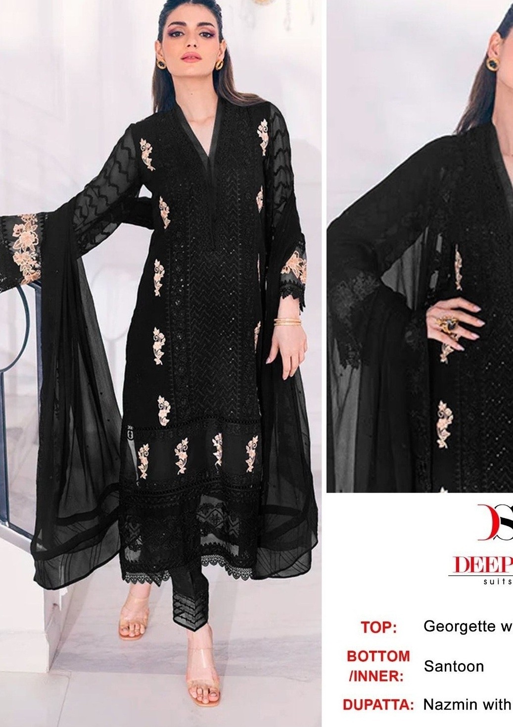 DEEPSY SUITS D 2009 B BLACK COLOUR PAKISTANI SUITS