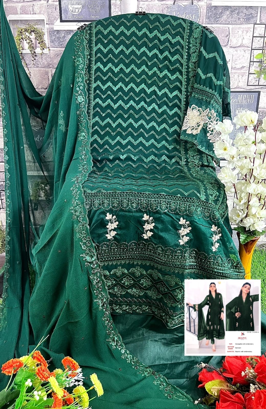 DEEPSY SUITS D 2009 A GREEN COLOUR PAKISTANI SUITS 