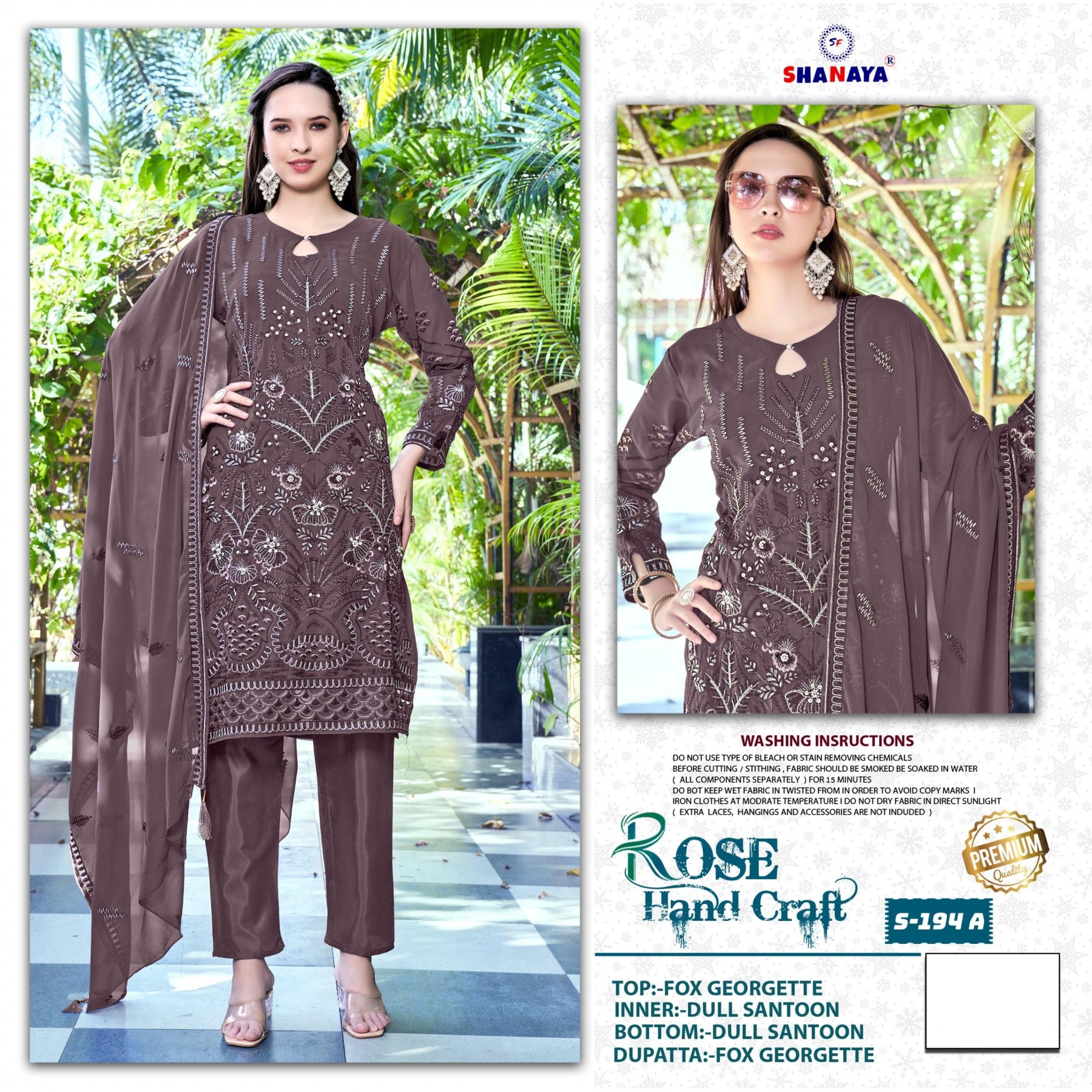 SHANAYA ROSE HAND CRAFT 194 C LATEST DESIGN PAKISTANI SUITS BUY INDIA