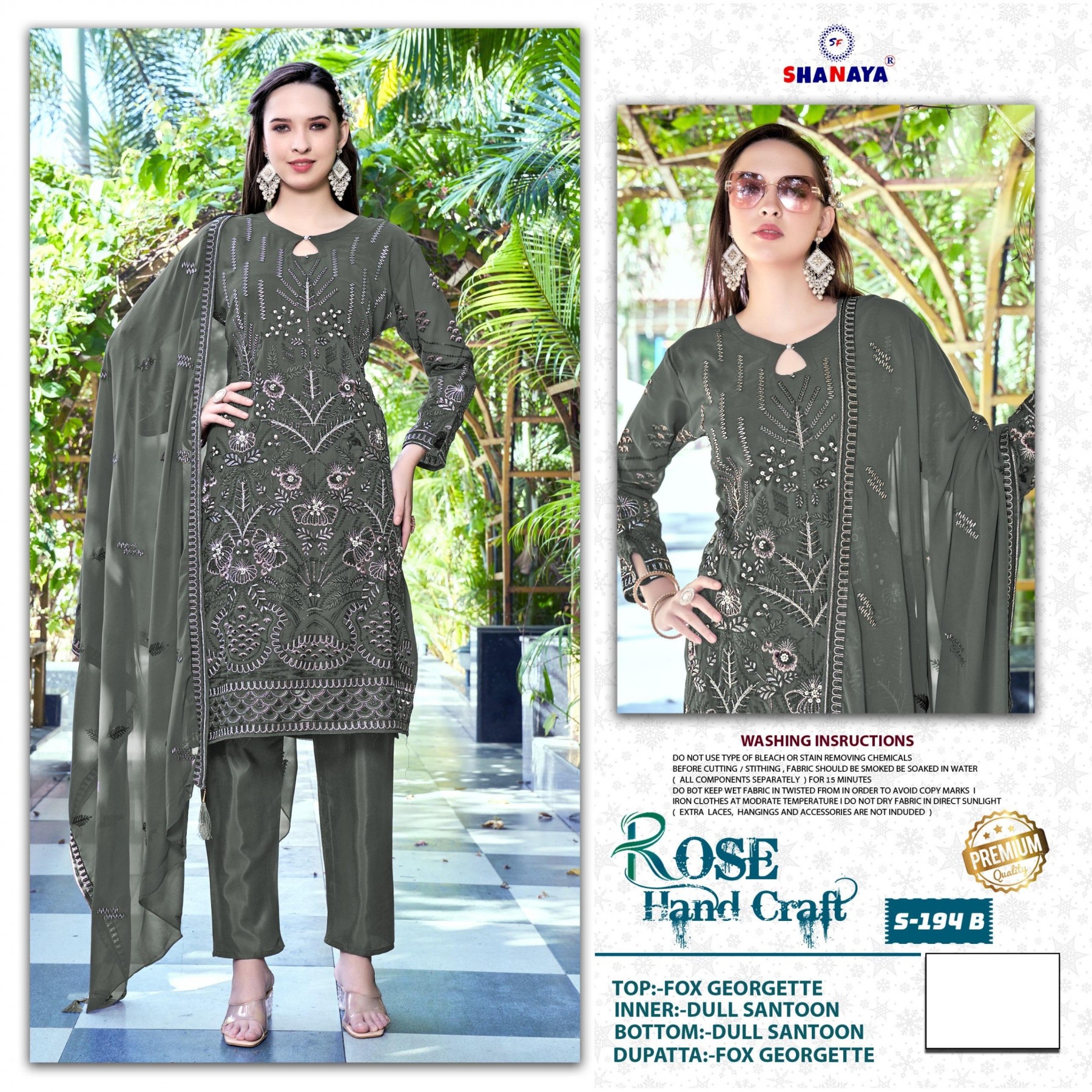 SHANAYA ROSE HAND CRAFT 194 B LATEST DESIGN PAKISTANI SUITS BUY SURAT