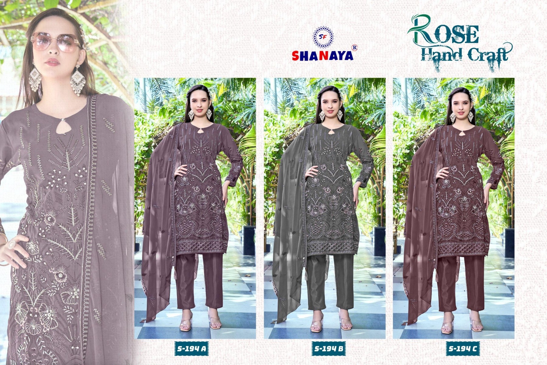 SHANAYA ROSE HAND CRAFT 194 C LATEST DESIGN PAKISTANI SUITS BUY INDIA