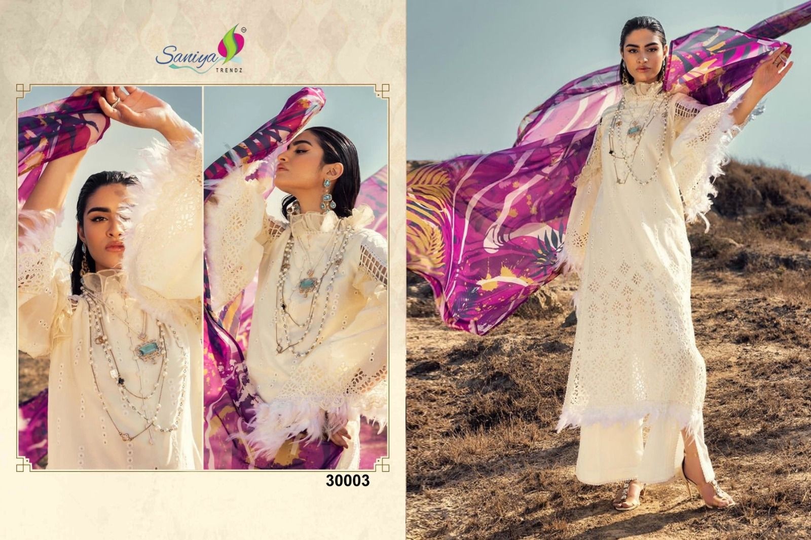 SANIYA TRENDZ 30003 ADAN LIBAS CHIKANKARI 30 PAKISTANI SUITS WHOLESALER BUY INDIA