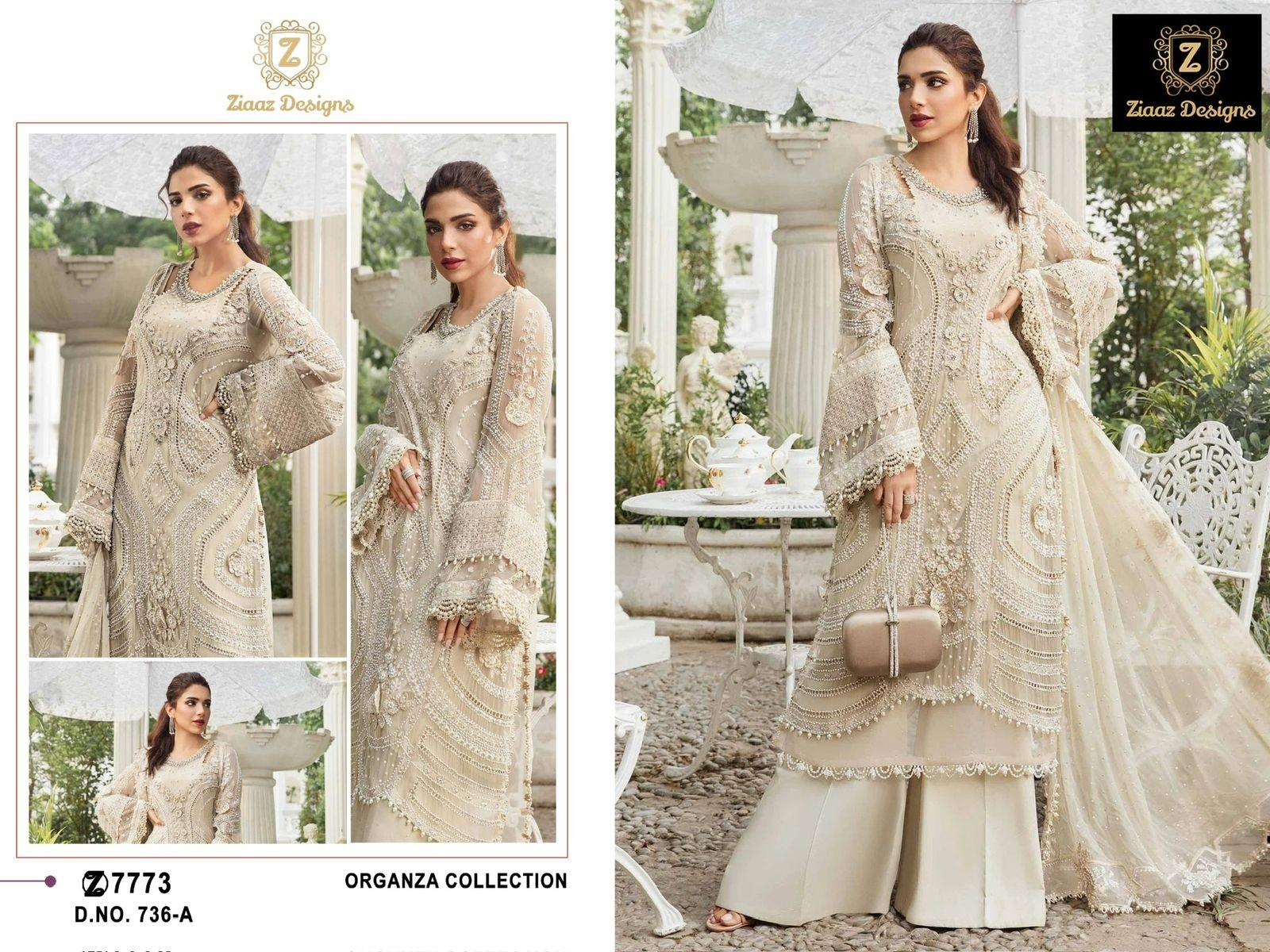 ZIAAZ DESIGNS 736 A PAKISTANI SUITS WITH PRICE