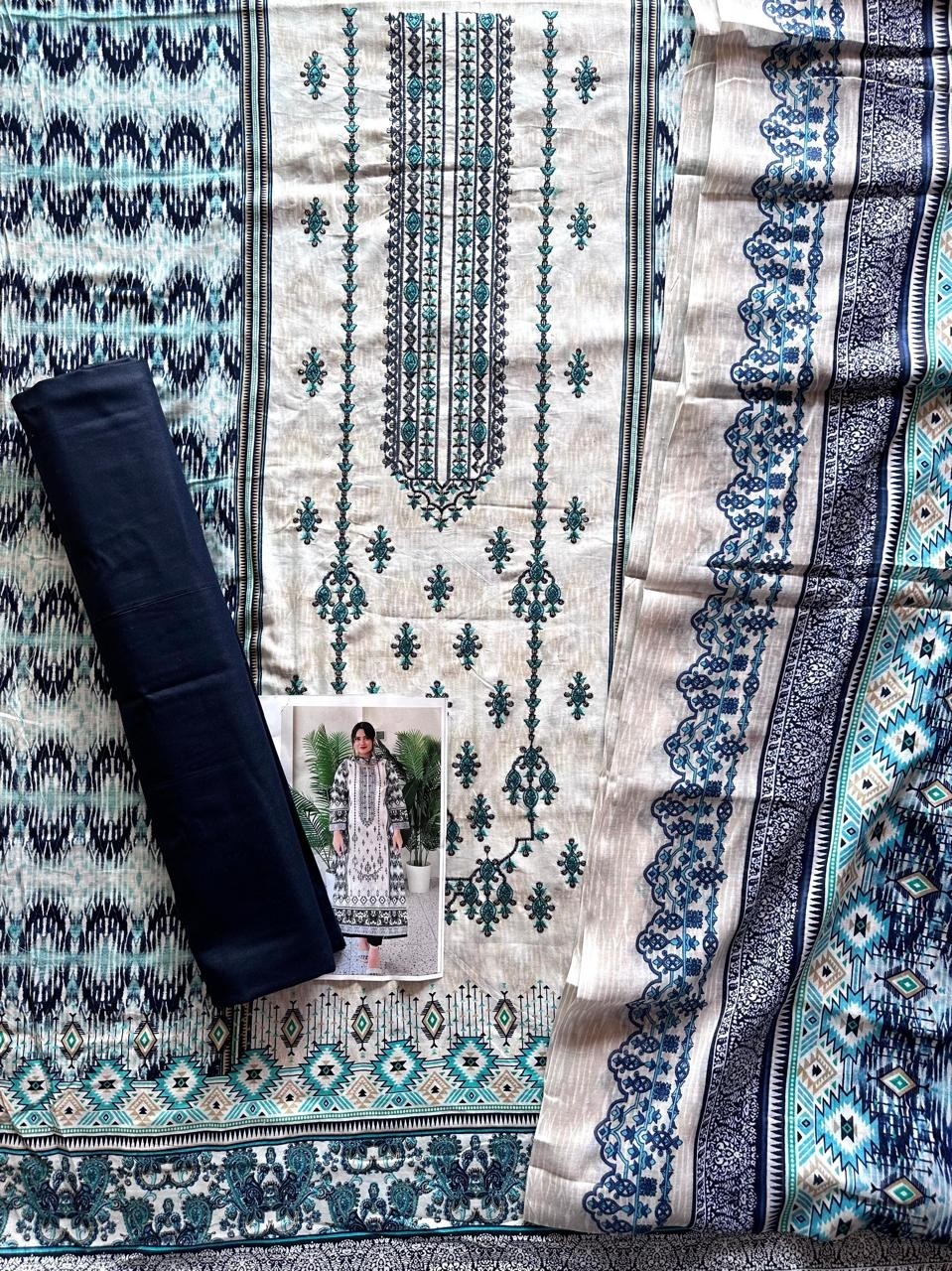 HAZZEL 0107 A BIN SAEED LAWN COLLECTION- 4 SALWAR SUITS BLUE