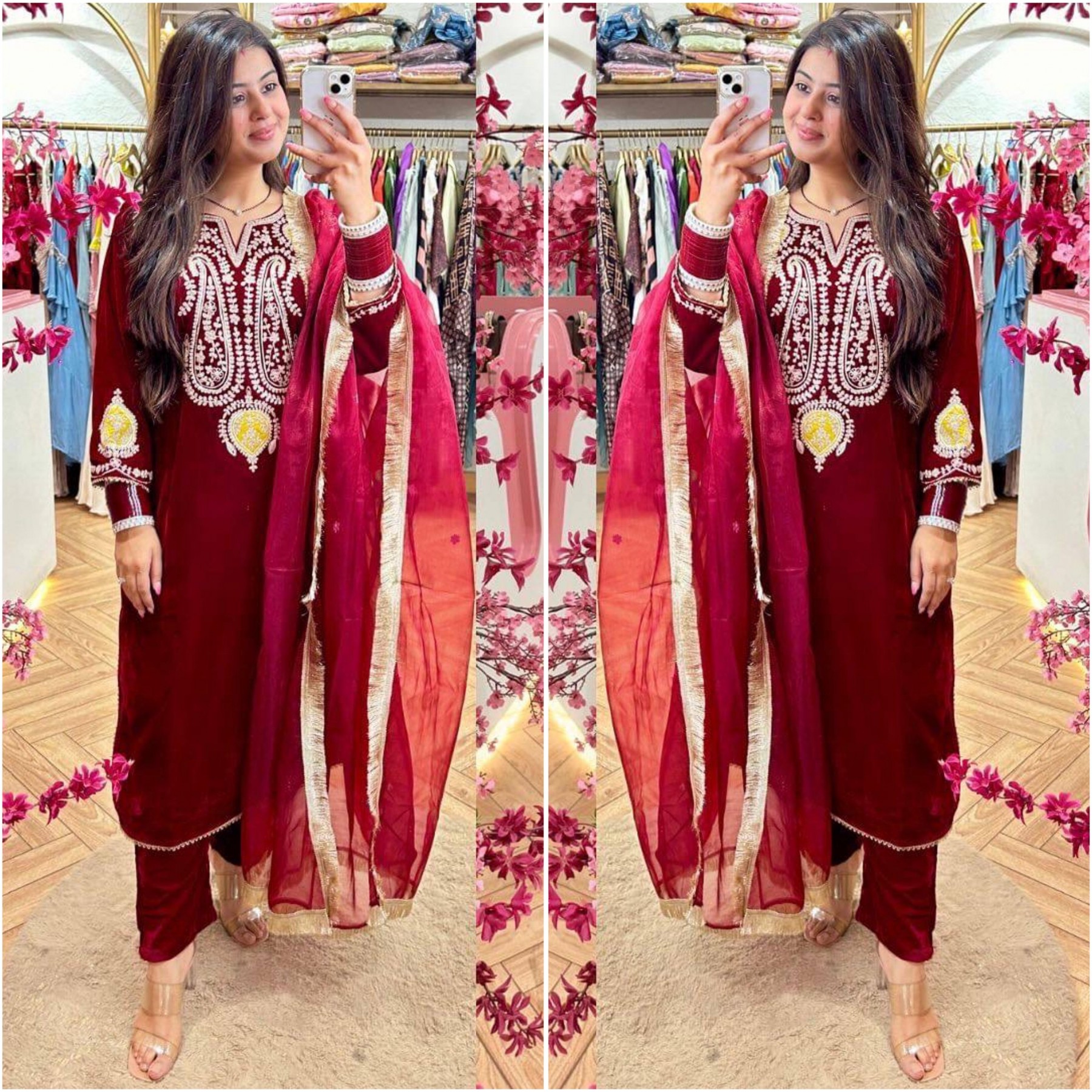 LC 1167 VELVET READYMADE PAKISTANI SUITS WHOLESALE