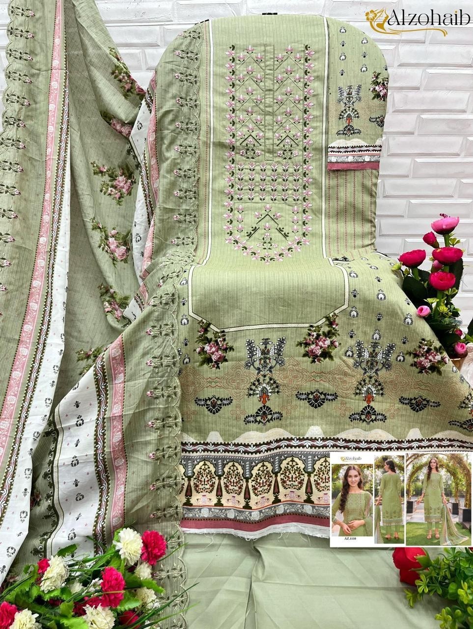 ALZOHAIB AZ 1106 1107 1108 1109 1110 1111 COTTON PAKISTANI SUITS WHOLESALE PRICE SURAT