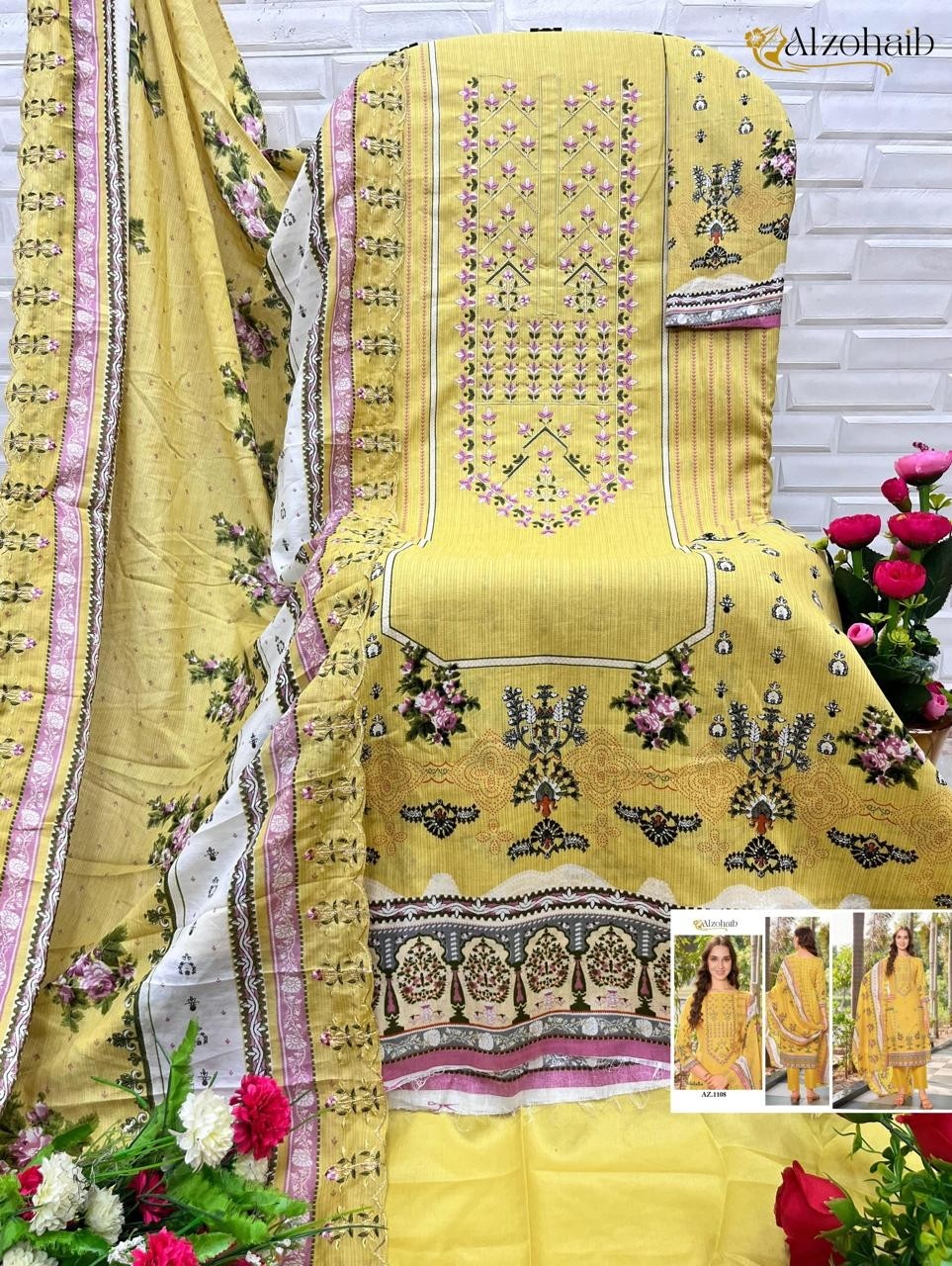 ALZOHAIB AZ 1106 1107 1108 1109 1110 1111 COTTON PAKISTANI SUITS WHOLESALE PRICE SURAT