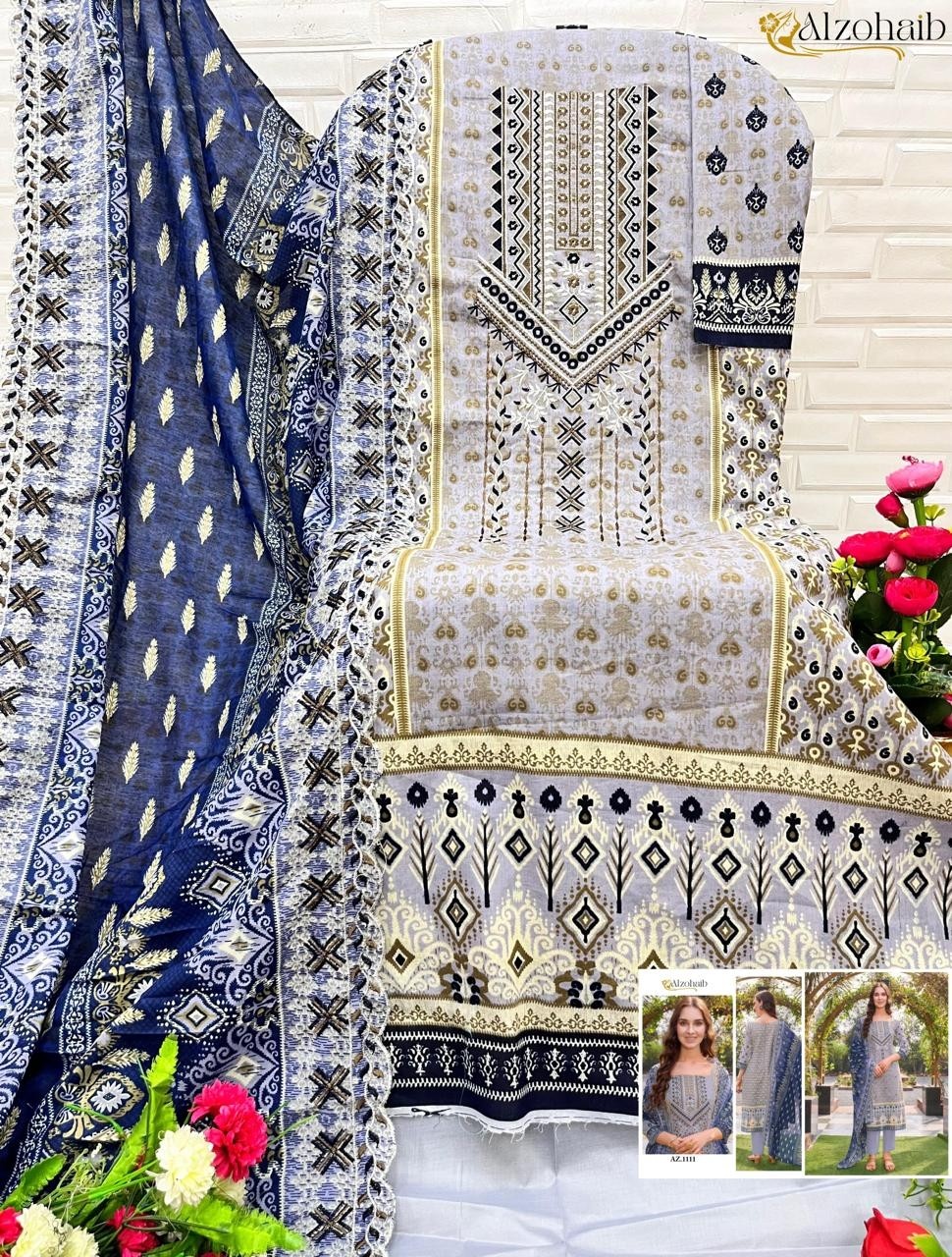 ALZOHAIB AZ 1106 1107 1108 1109 1110 1111 COTTON PAKISTANI SUITS WHOLESALE PRICE SURAT