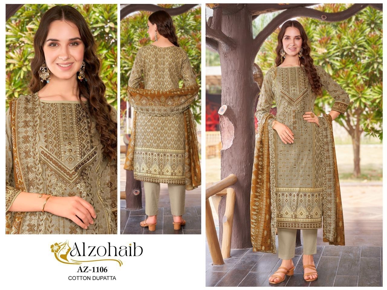 ALZOHAIB AZ 1106 1107 1108 1109 1110 1111 COTTON PAKISTANI SUITS WHOLESALE PRICE SURAT